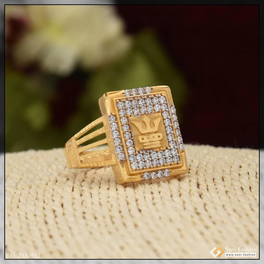 1 Gram Gold Plated Gorgeous Design with Diamond Superior Quality Ring - Style A932 - Image 2