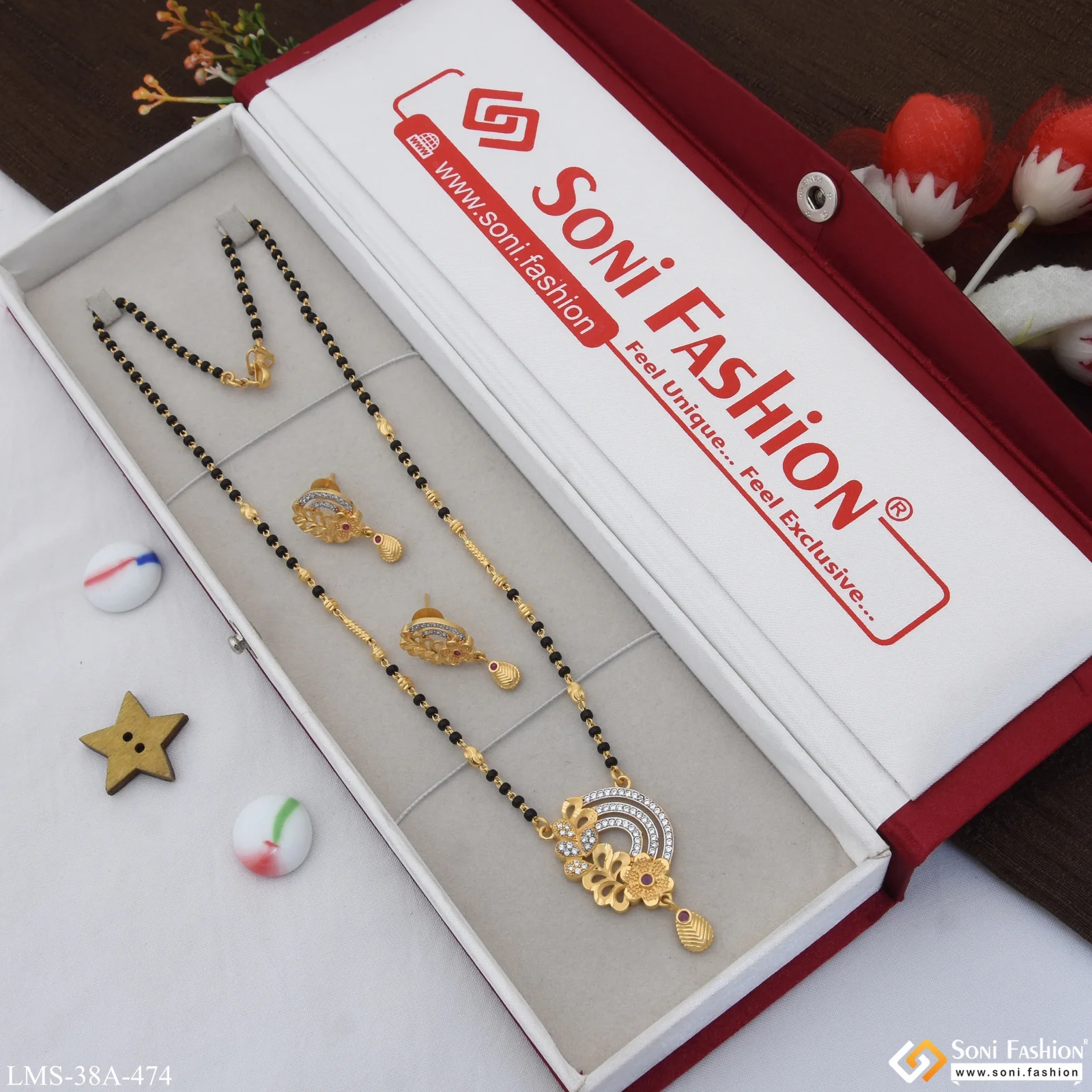 1 Gram Gold Plated Graceful Design Mangalsutra Set for Women - Style A474 - Image 5