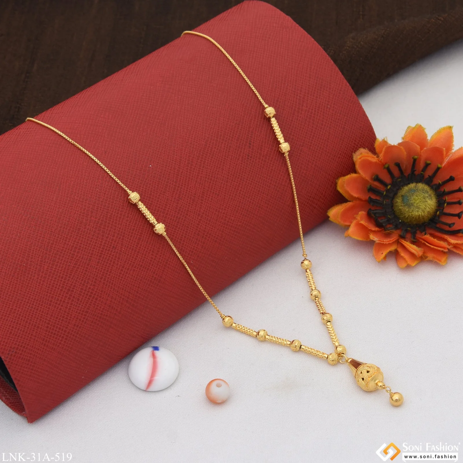 1 Gram Gold Plated Graceful Design Necklace for Ladies - Style A519 - Image 4