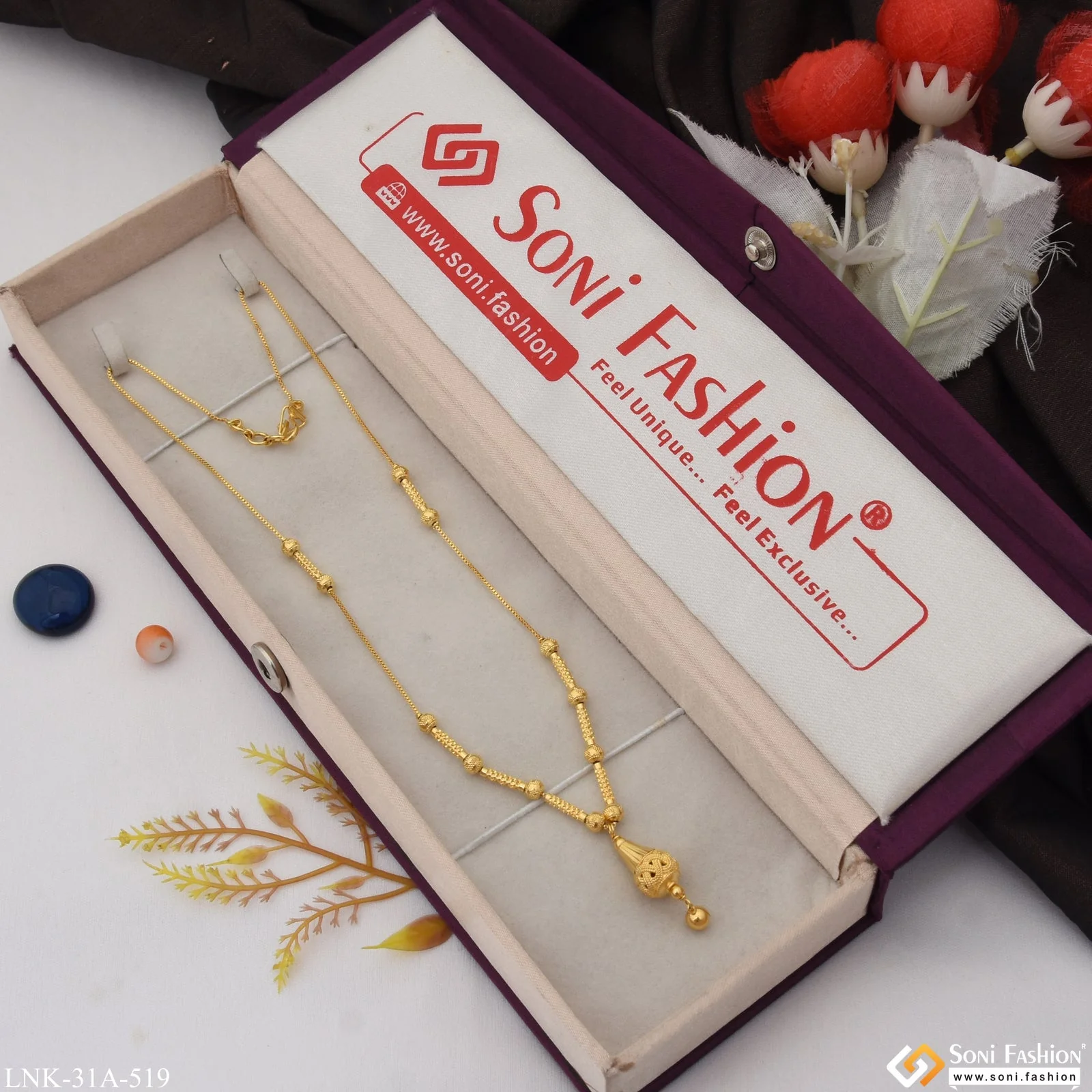 1 Gram Gold Plated Graceful Design Necklace for Ladies - Style A519 - Image 5