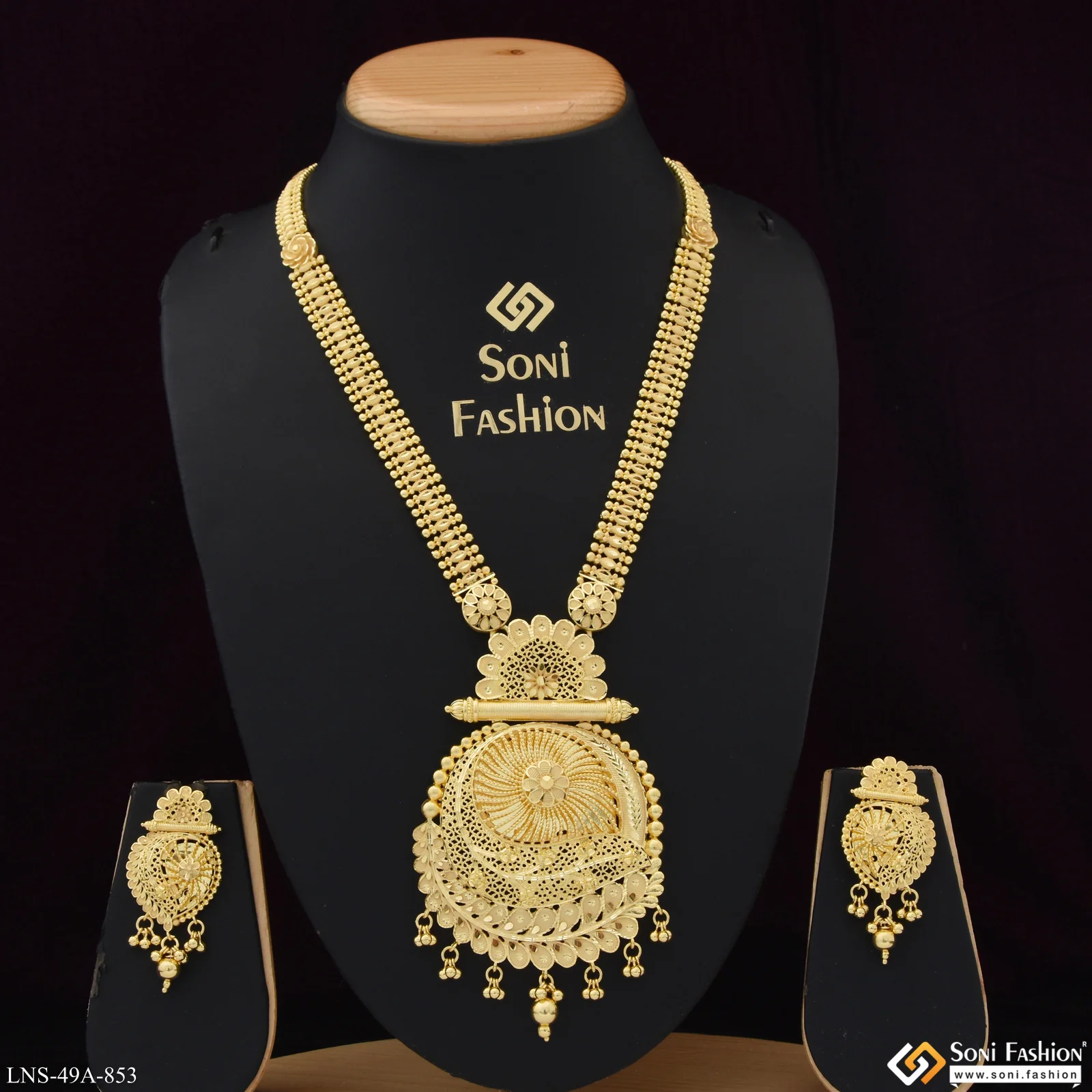 1 Gram Gold Plated Graceful Design Necklace Set for Women - Style A853 - Image 2