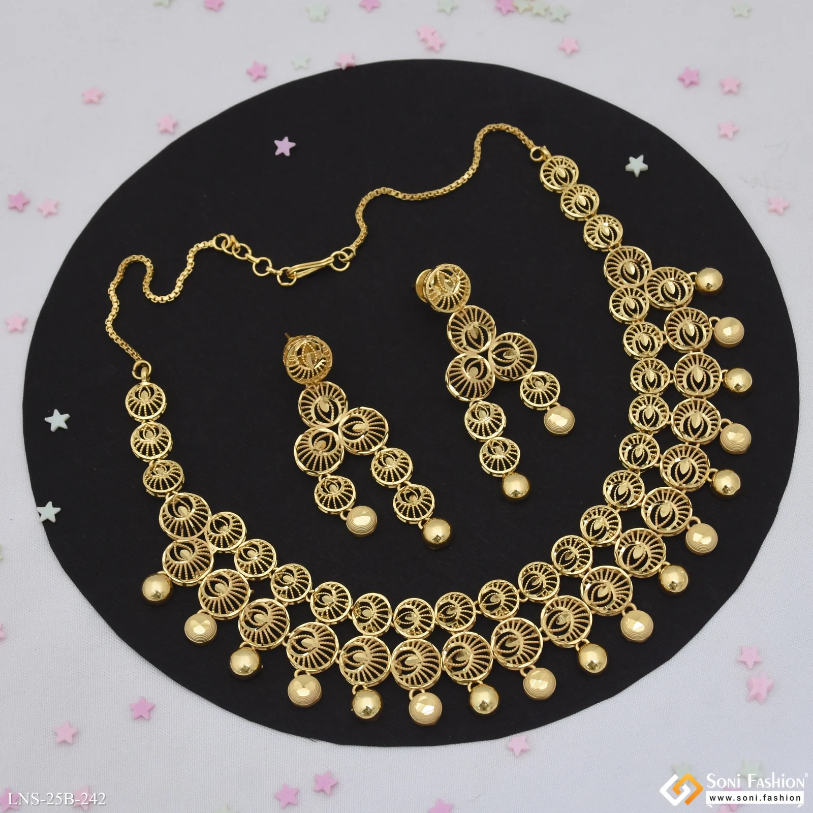 1 Gram Gold Plated Graceful Design Necklace Set for Women - Style B242 - Image 2