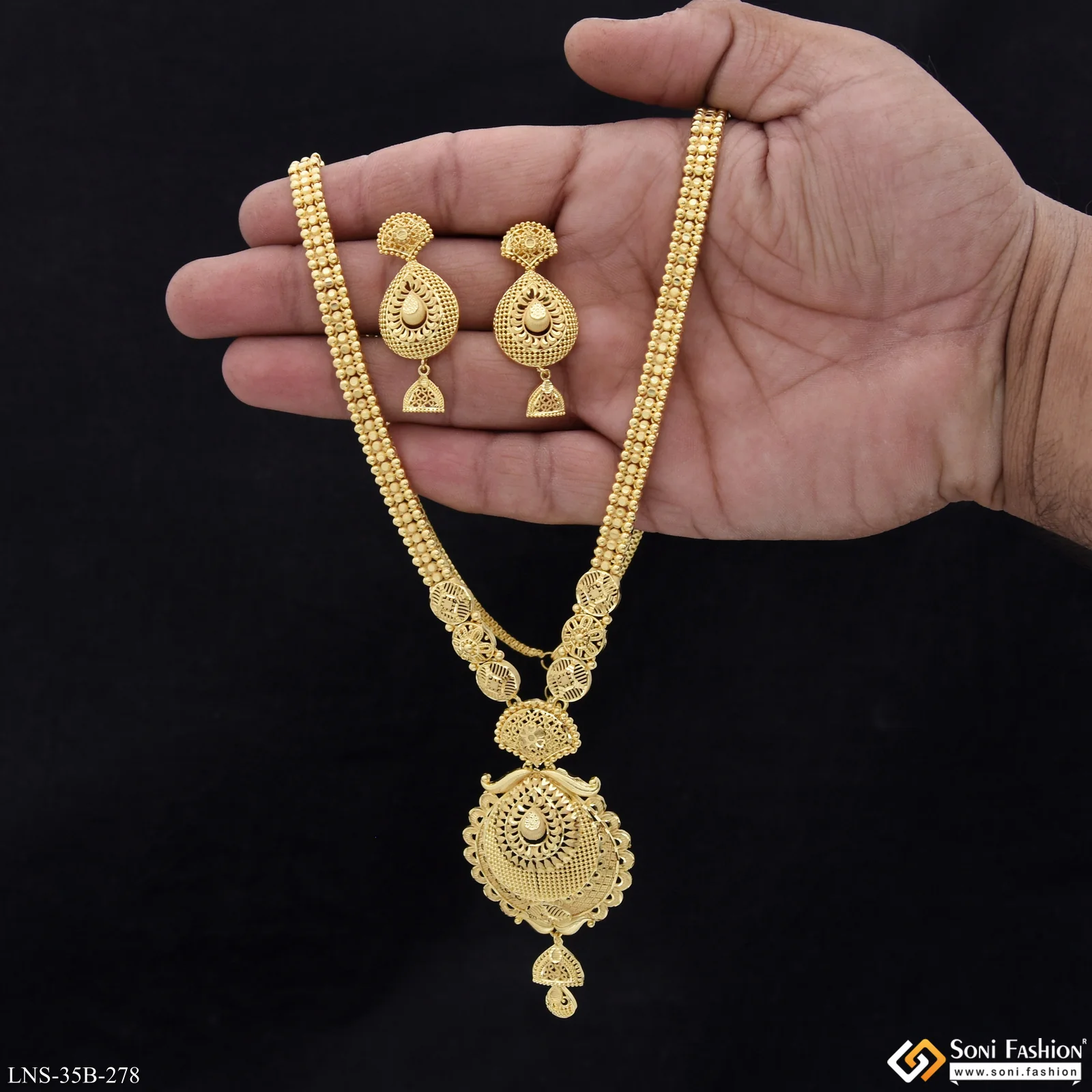 1 Gram Gold Plated Graceful Design Necklace Set for Women - Style B278 - Image 2