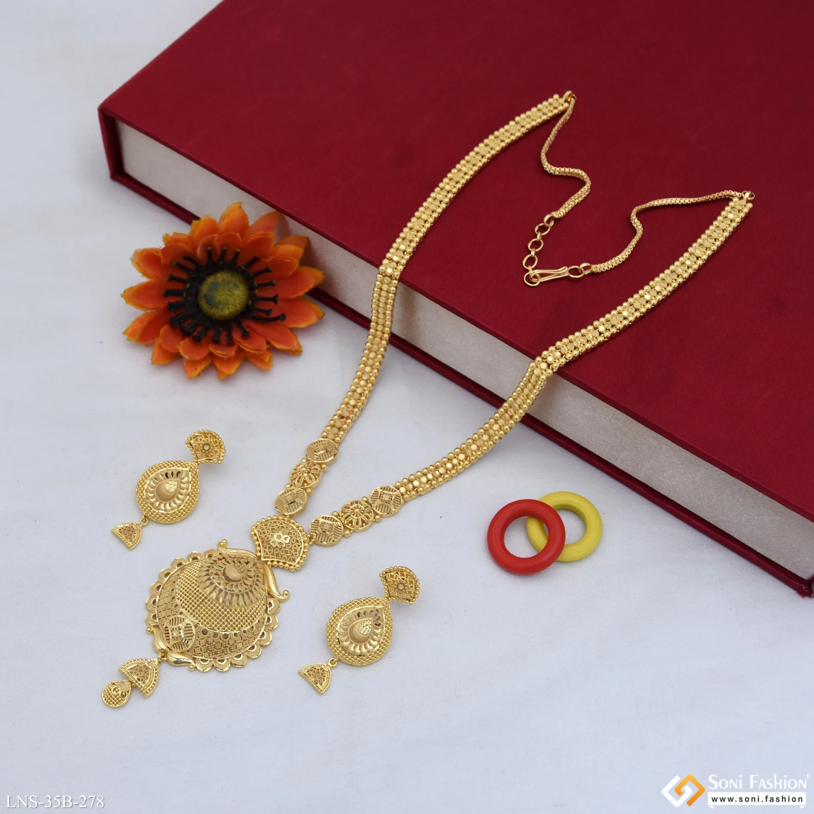 1 Gram Gold Plated Graceful Design Necklace Set for Women - Style B278 - Image 5