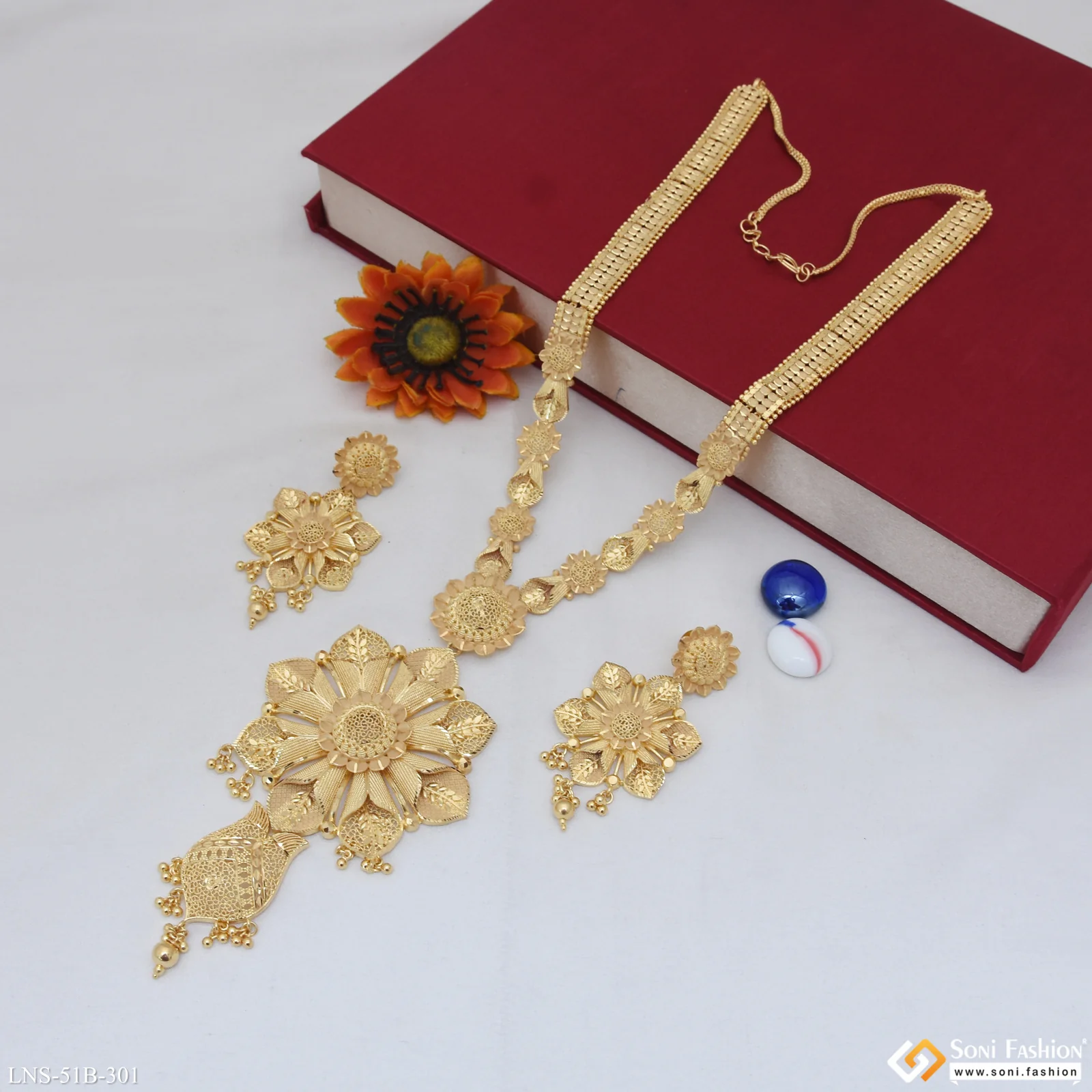 1 Gram Gold Plated Graceful Design Necklace Set for Women - Style B301 - Image 3