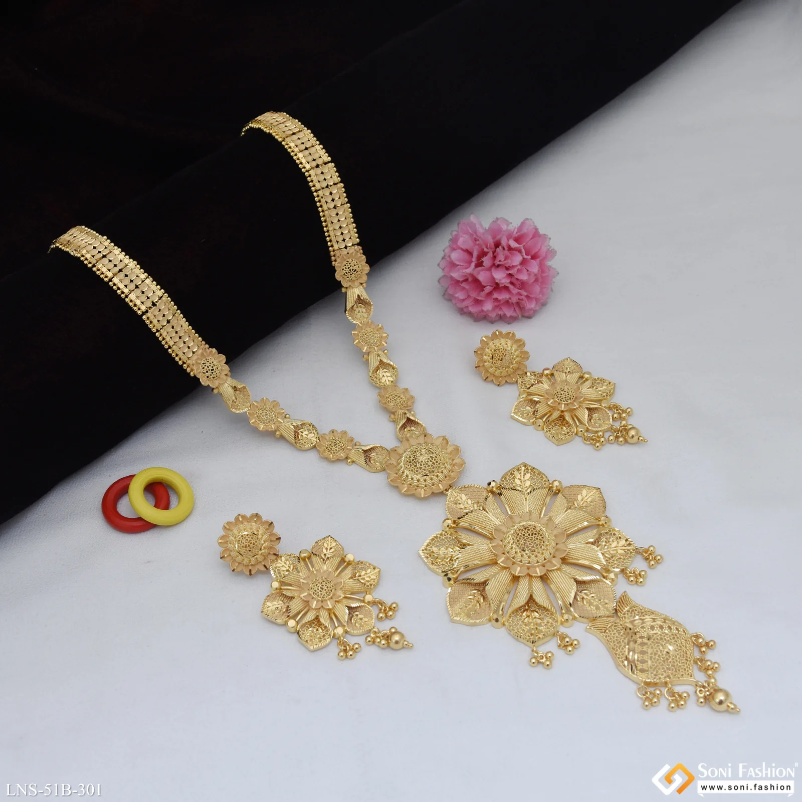 1 Gram Gold Plated Graceful Design Necklace Set for Women - Style B301 - Image 4