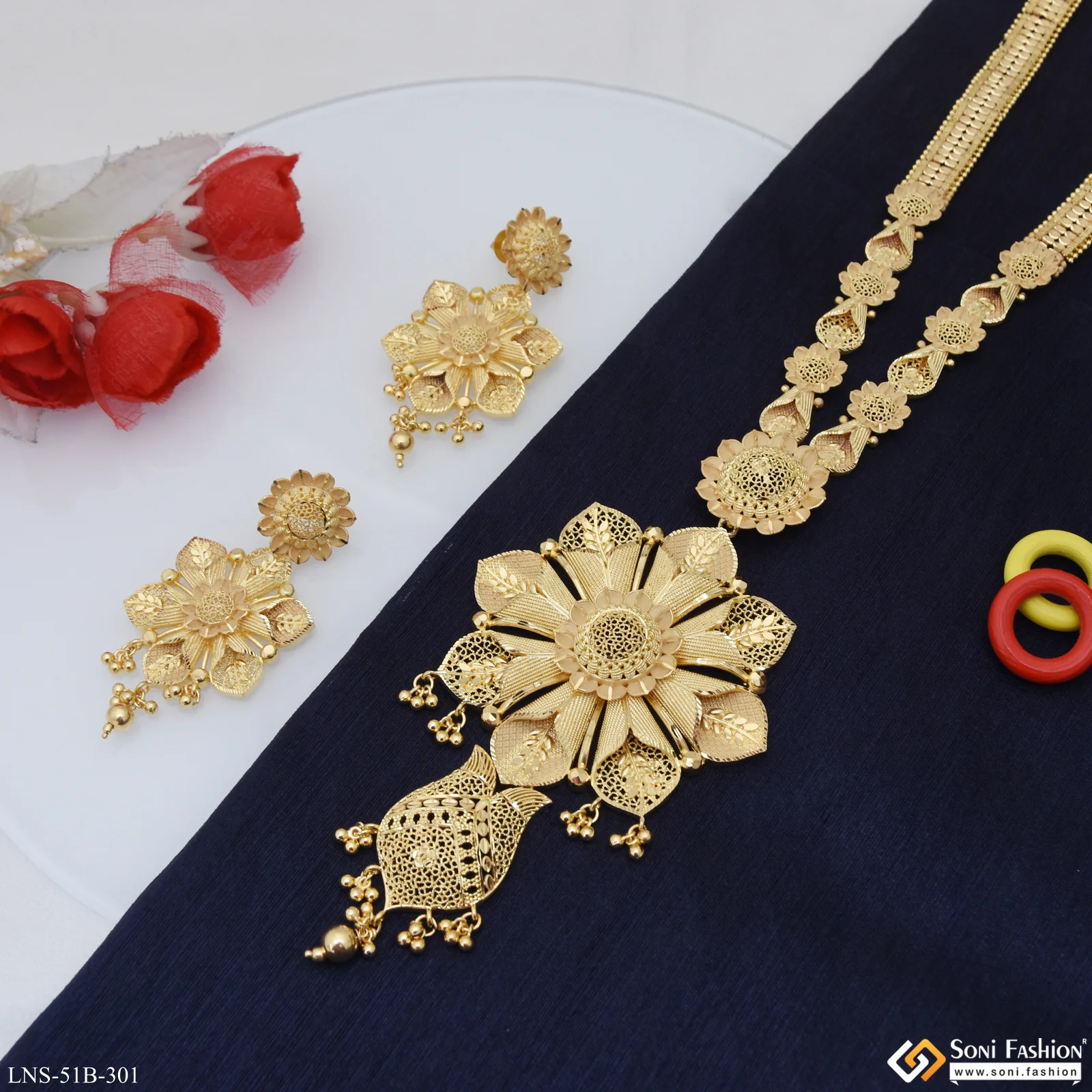 1 Gram Gold Plated Graceful Design Necklace Set for Women - Style B301 - Image 5