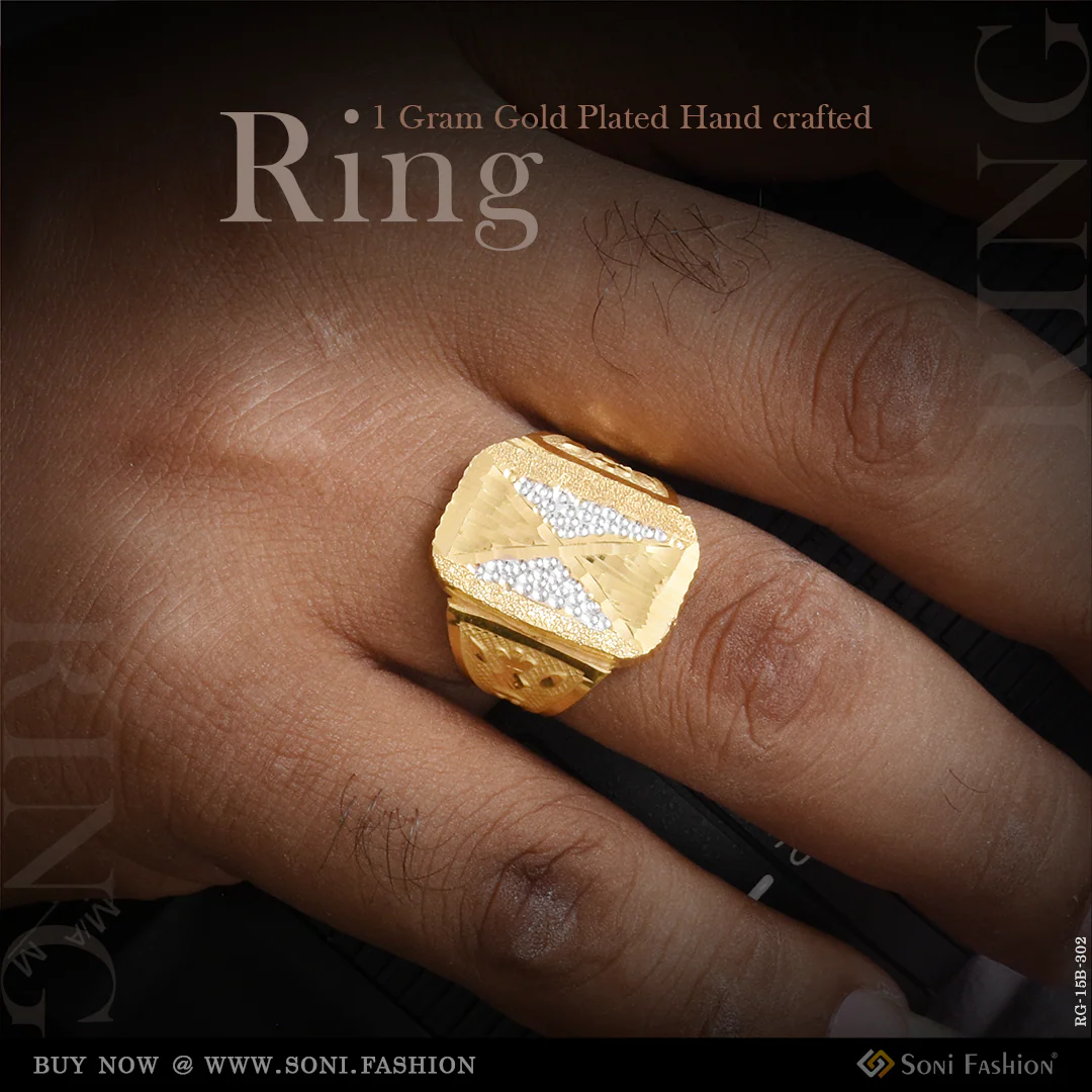 1 Gram Gold Plated Hand-crafted Delicate Design Ring For Men - Style B302