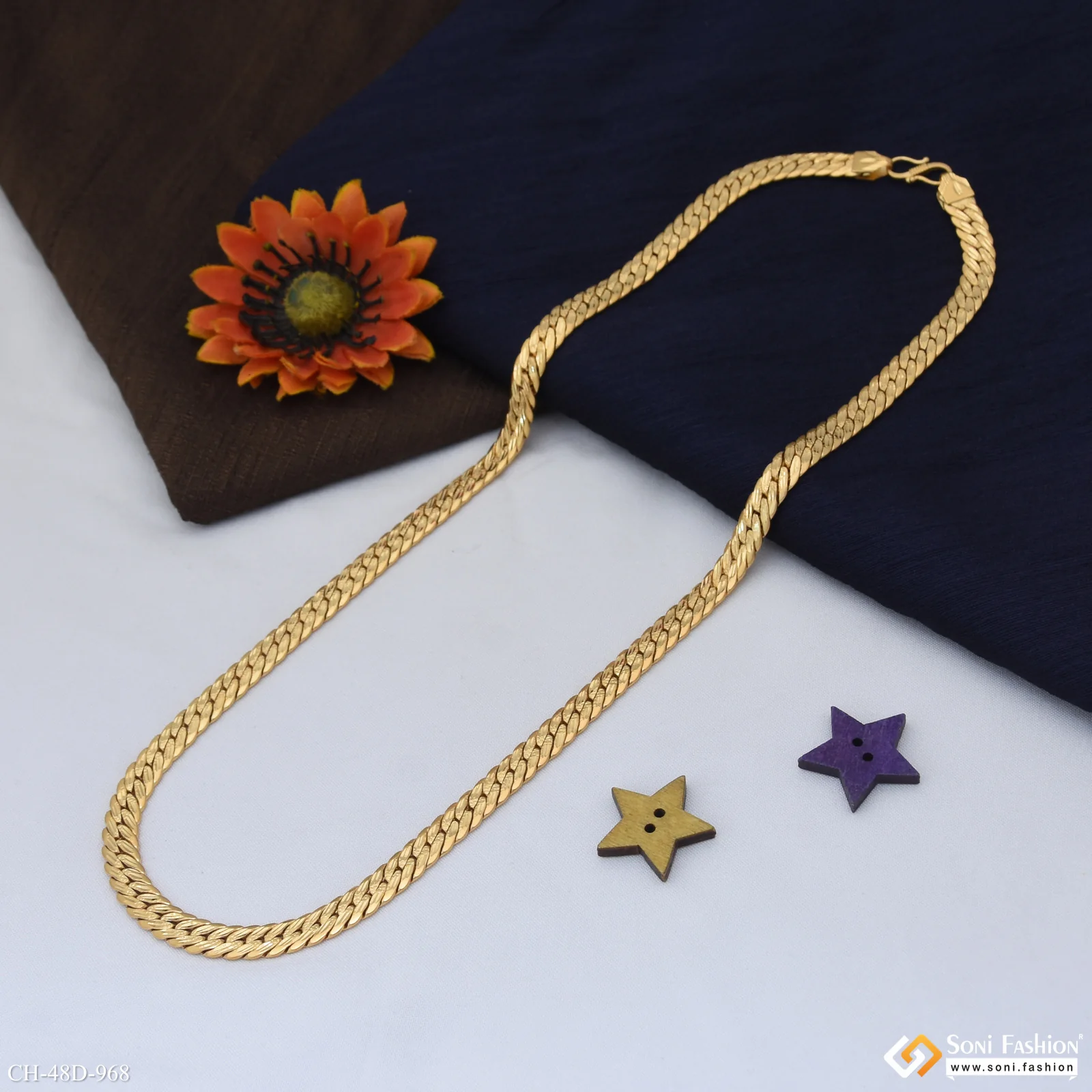 1 Gram Gold Plated Hand-Crafted Design Chain for Men - Style D968 - Image 3