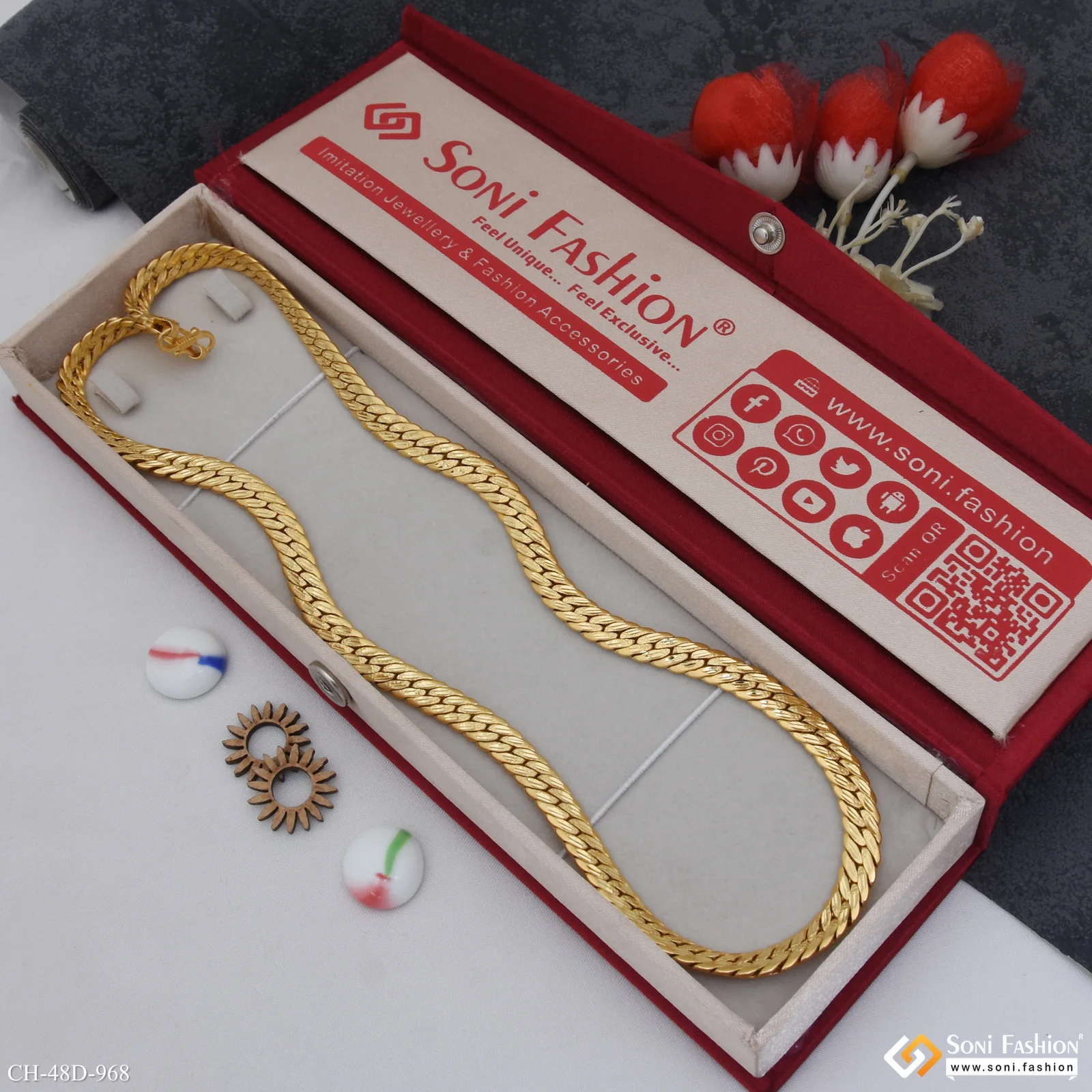 1 Gram Gold Plated Hand-Crafted Design Chain for Men - Style D968 - Image 5