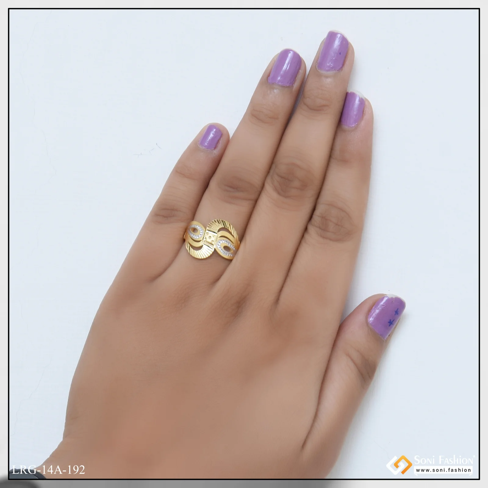 1 Gram Gold Plated Hand-Crafted Design Gold Plated Ring for Ladies - Style A192 - Image 3