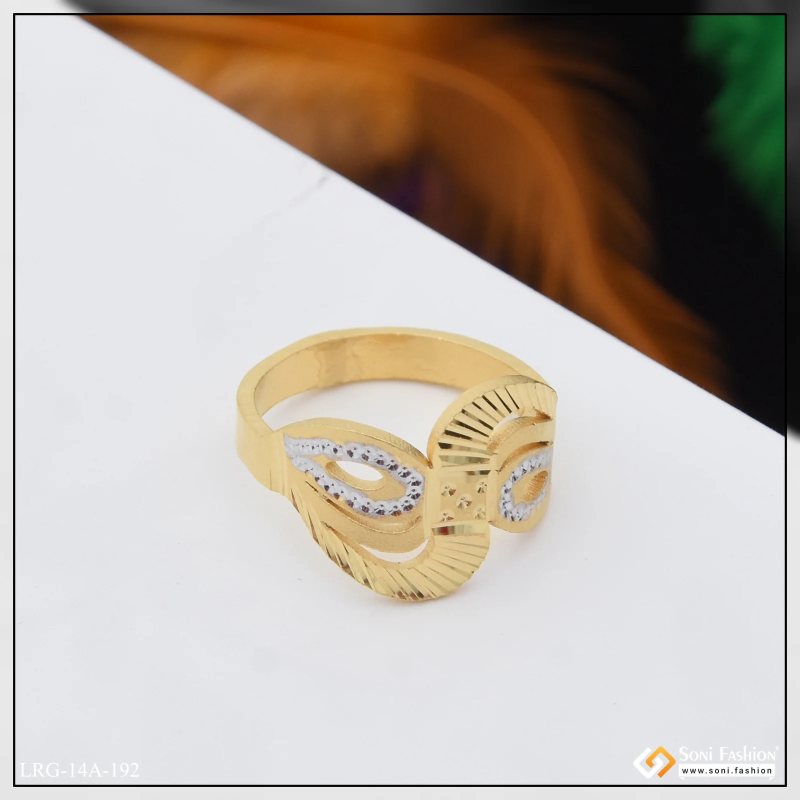 1 Gram Gold Plated Hand-Crafted Design Gold Plated Ring for Ladies - Style A192 - Image 5