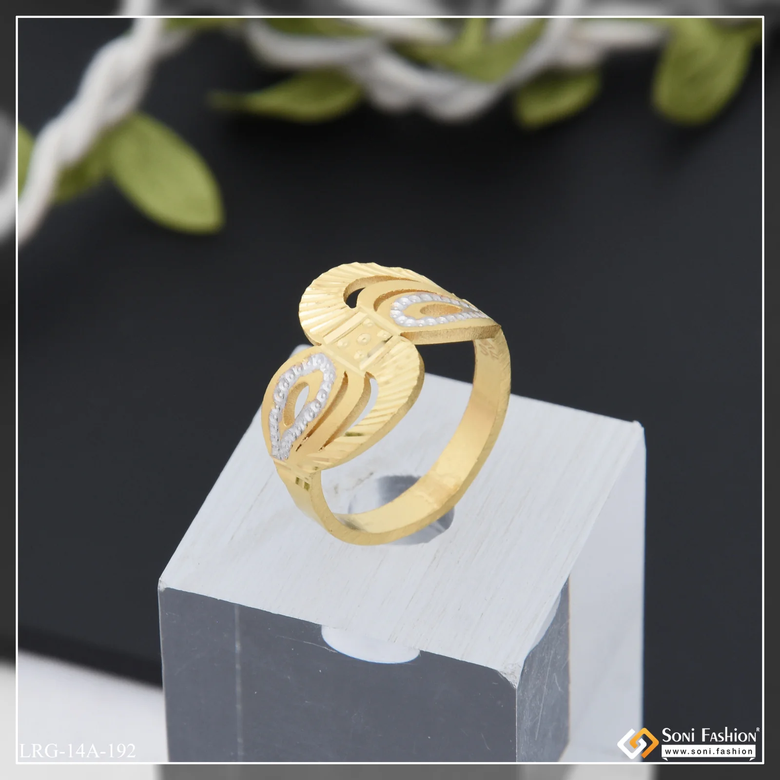 1 Gram Gold Plated Hand-Crafted Design Gold Plated Ring for Ladies - Style A192 - Image 6