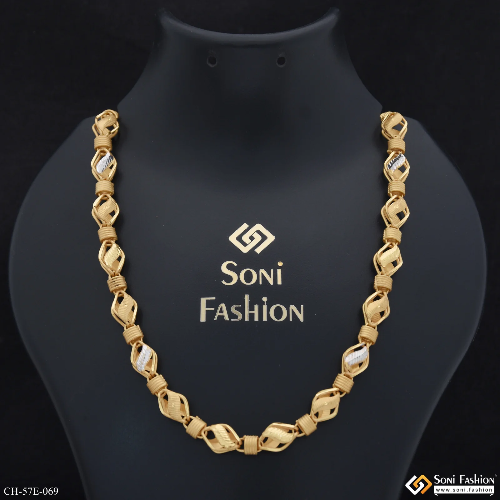 1 Gram Gold Plated Hand-Crafted Design Kohli Chain for Men - Style E069