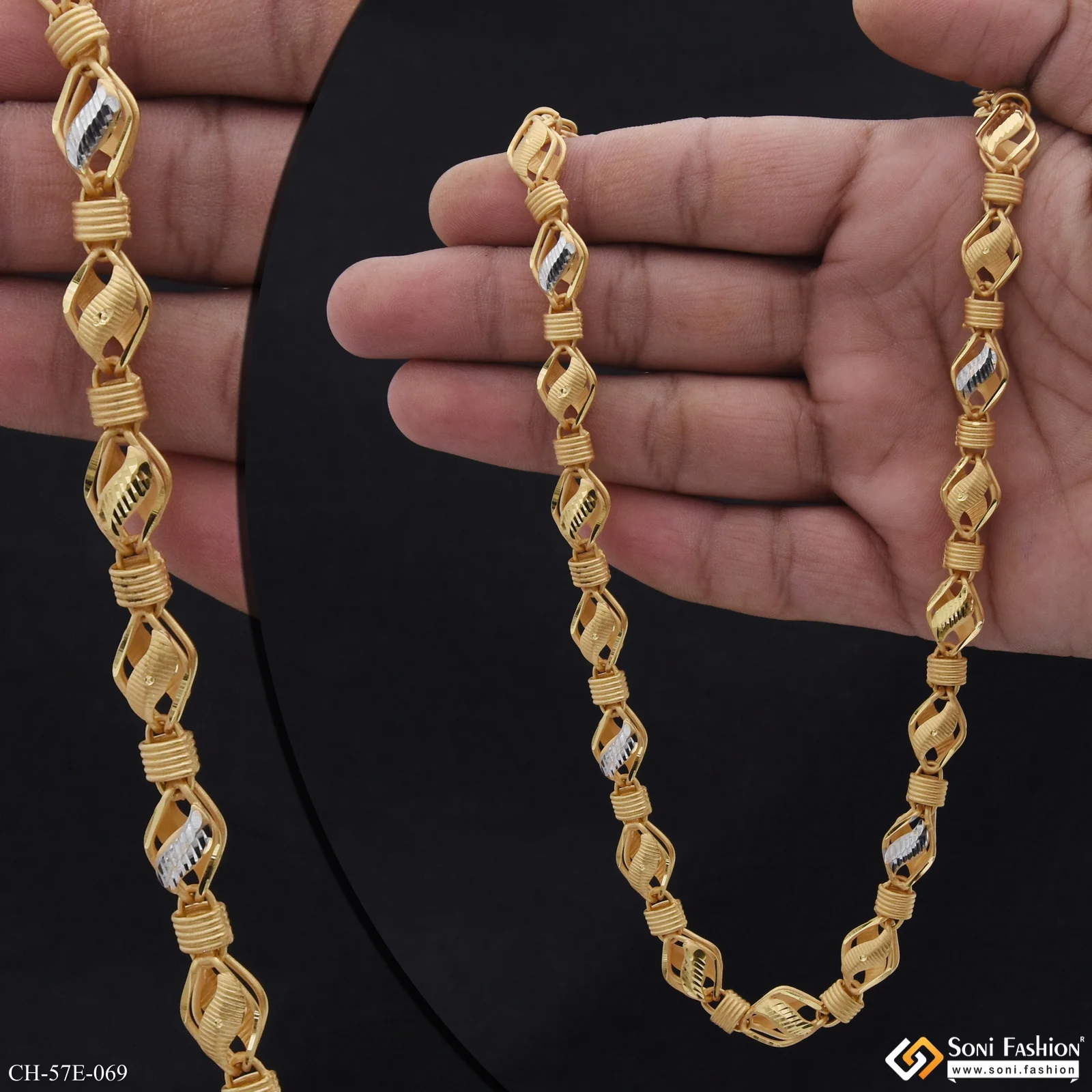 1 Gram Gold Plated Hand-Crafted Design Kohli Chain for Men - Style E069 - Image 2