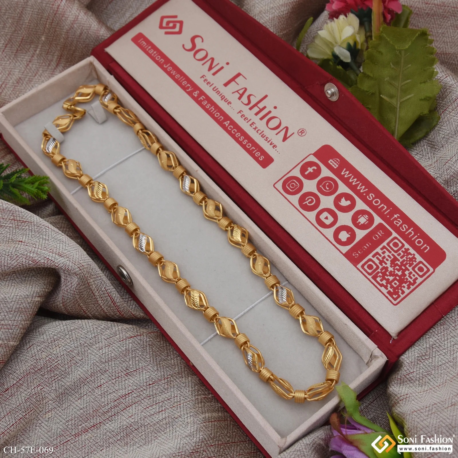 1 Gram Gold Plated Hand-Crafted Design Kohli Chain for Men - Style E069 - Image 3