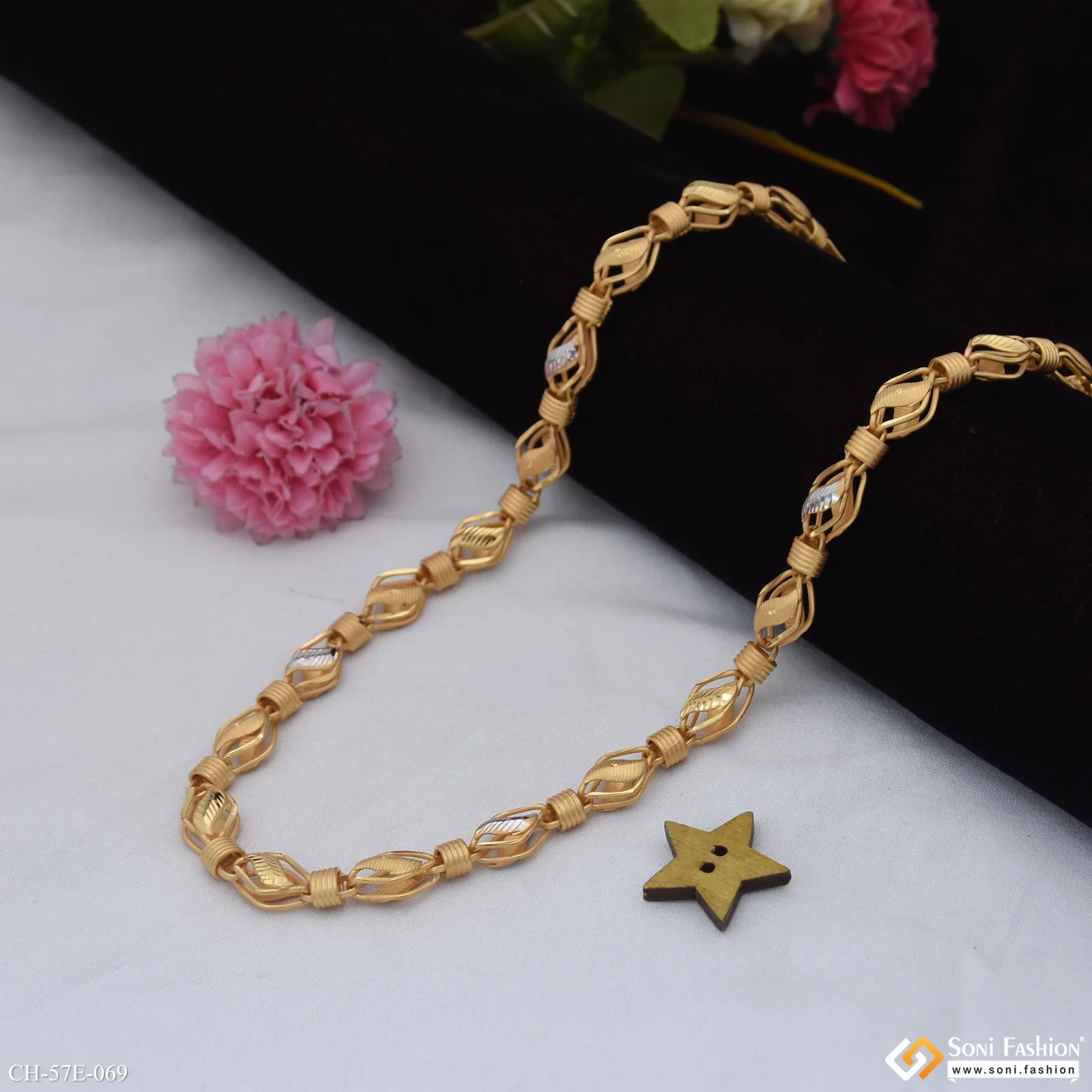 1 Gram Gold Plated Hand-Crafted Design Kohli Chain for Men - Style E069 - Image 4