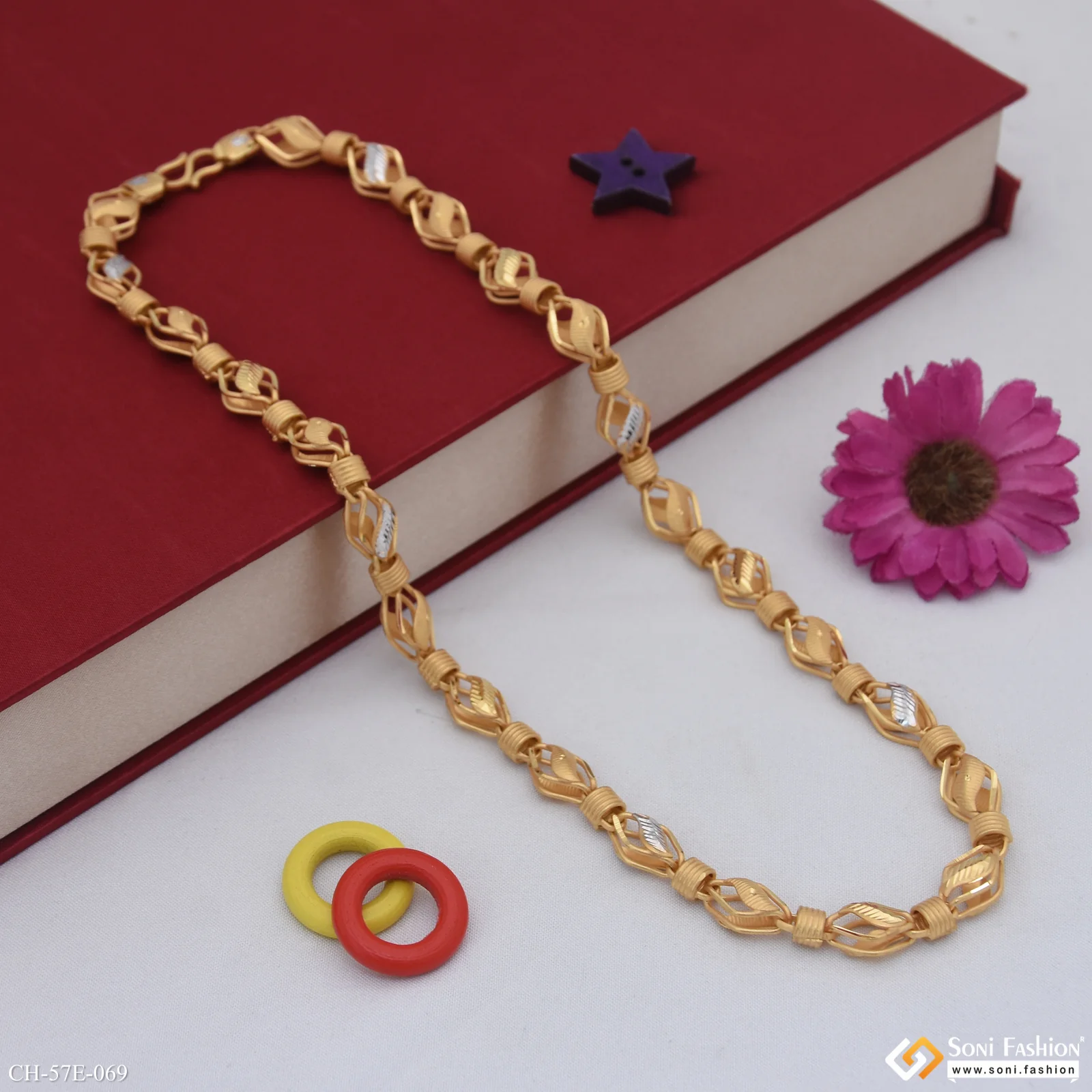 1 Gram Gold Plated Hand-Crafted Design Kohli Chain for Men - Style E069 - Image 5