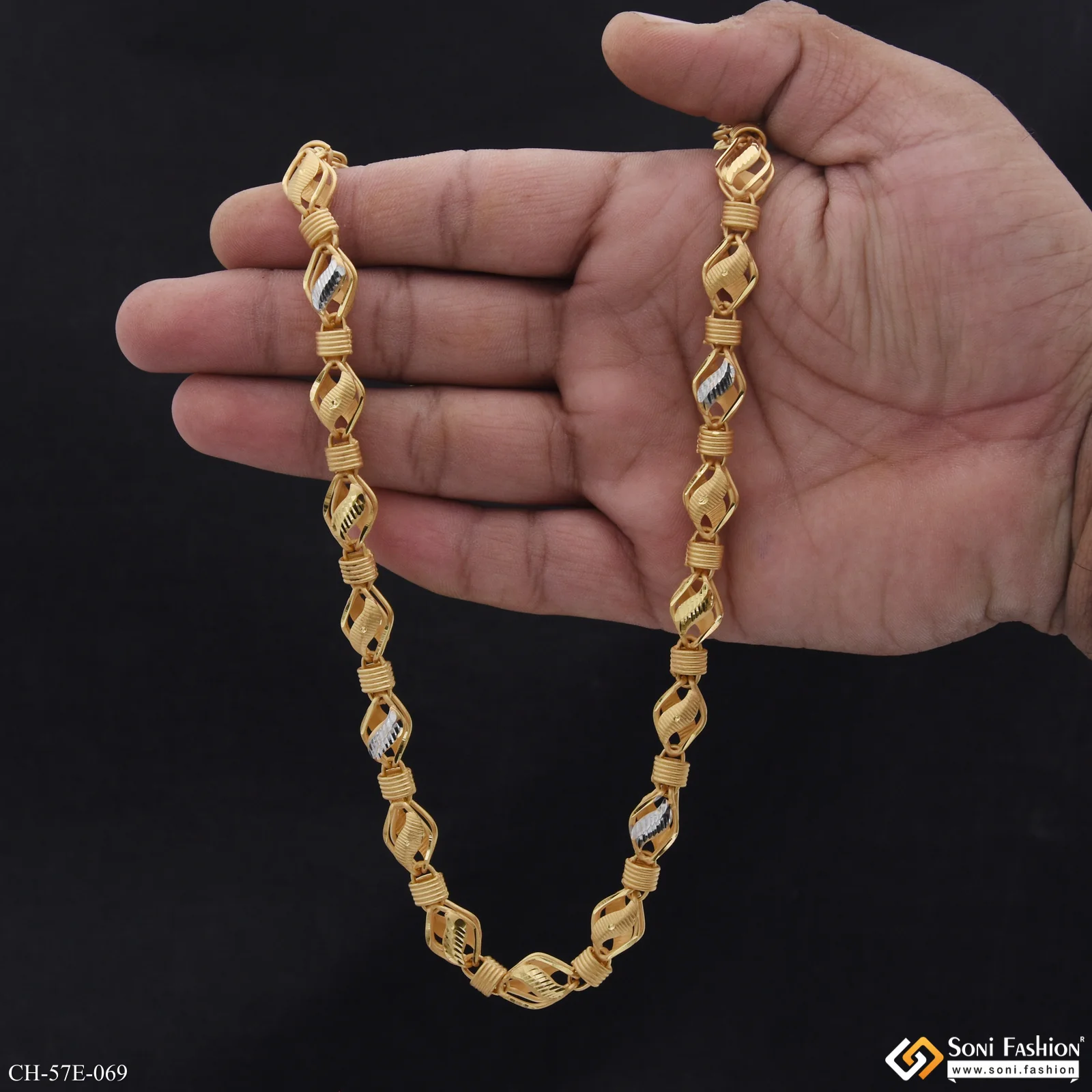 1 Gram Gold Plated Hand-Crafted Design Kohli Chain for Men - Style E069 - Image 6