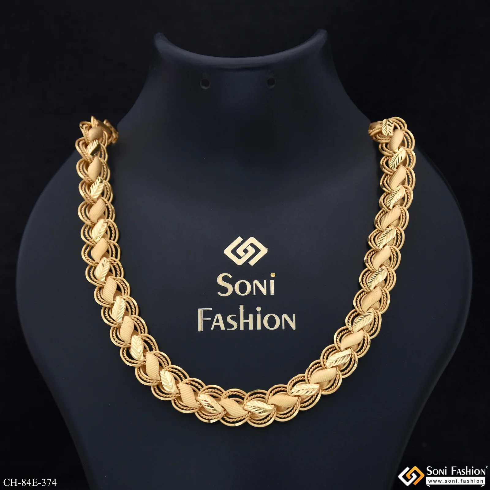 1 Gram Gold Plated Hand-Crafted Design Kohli Chain for Men - Style E374