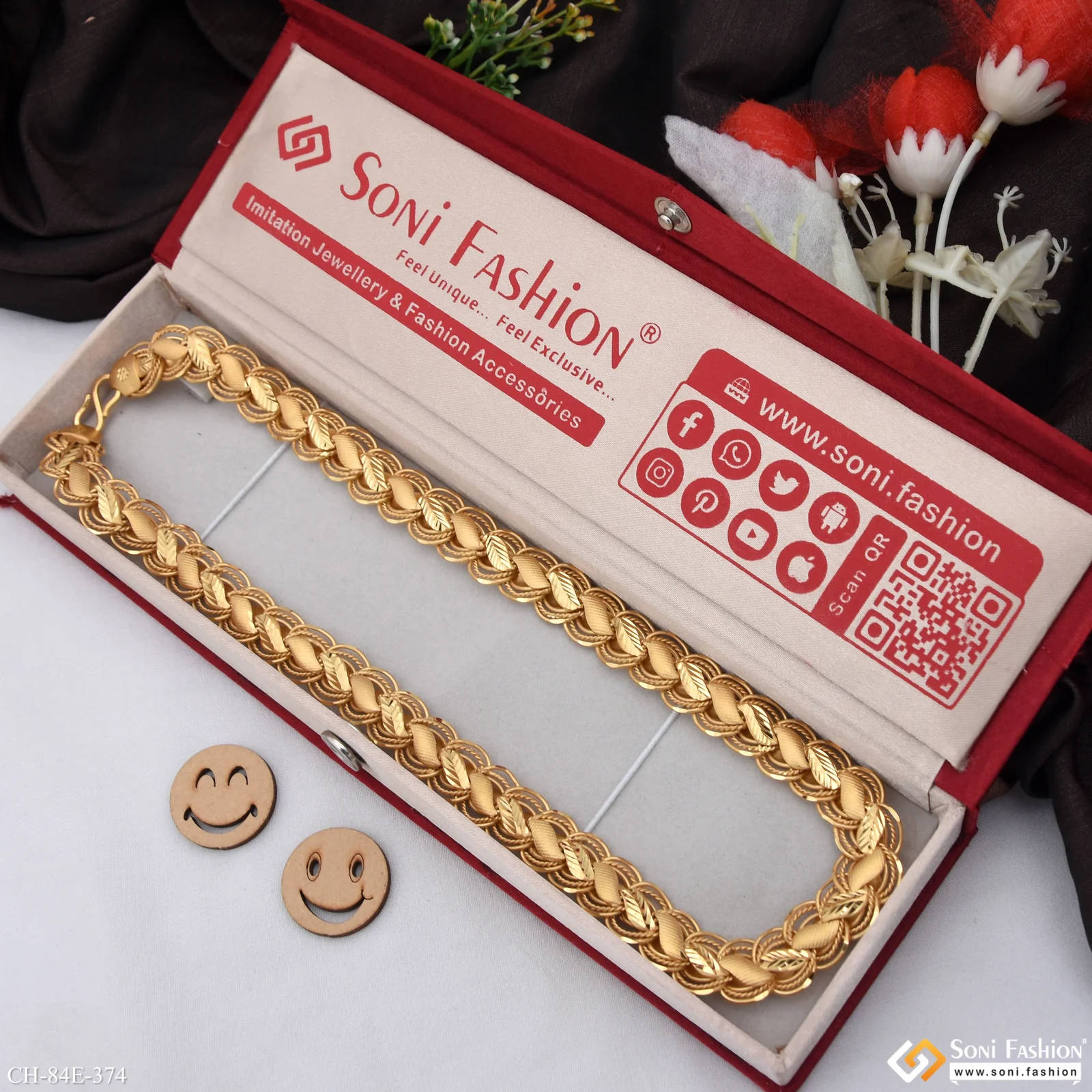 1 Gram Gold Plated Hand-Crafted Design Kohli Chain for Men - Style E374 - Image 3