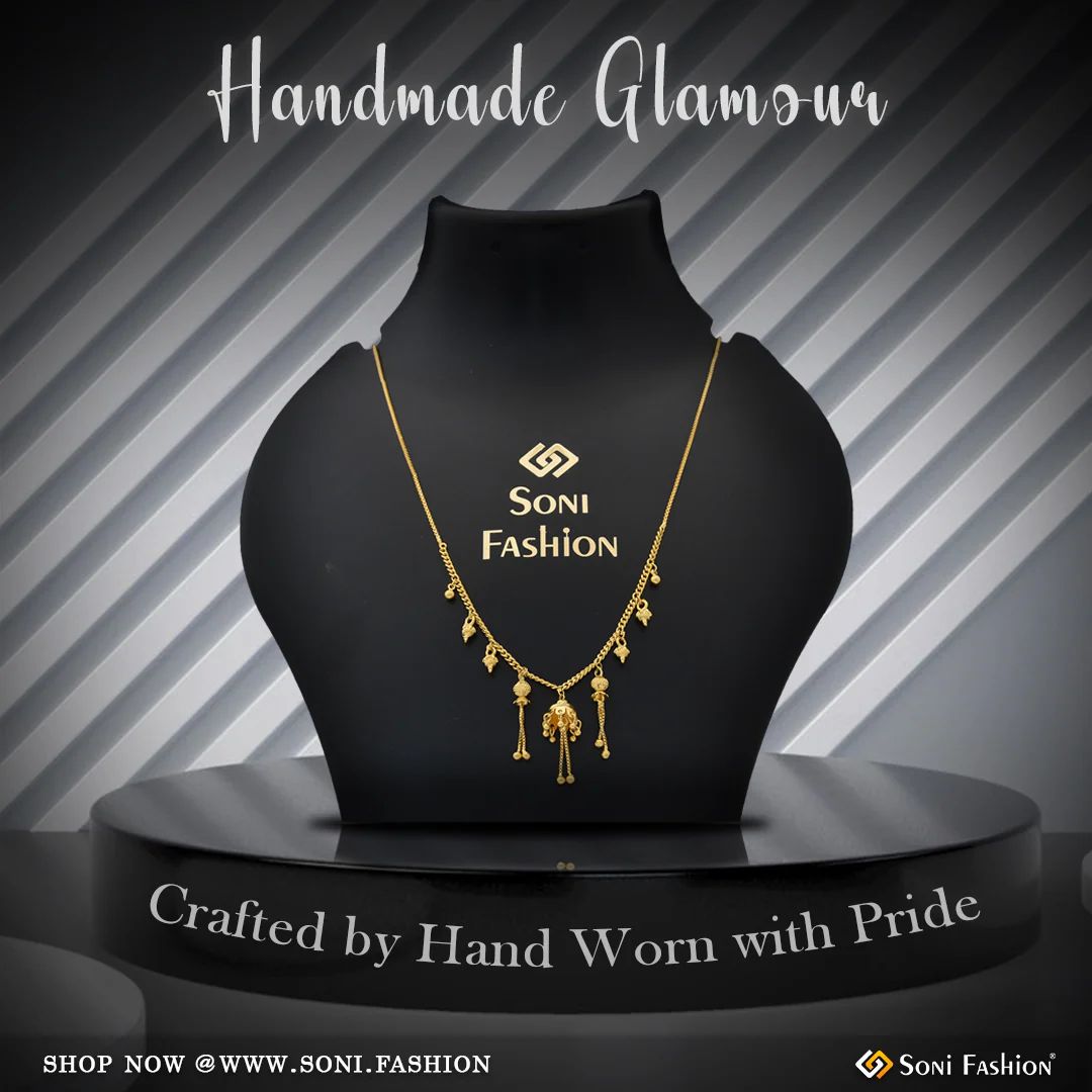 1 Gram Gold Plated Hand-Crafted Design Necklace for Ladies - Style A514