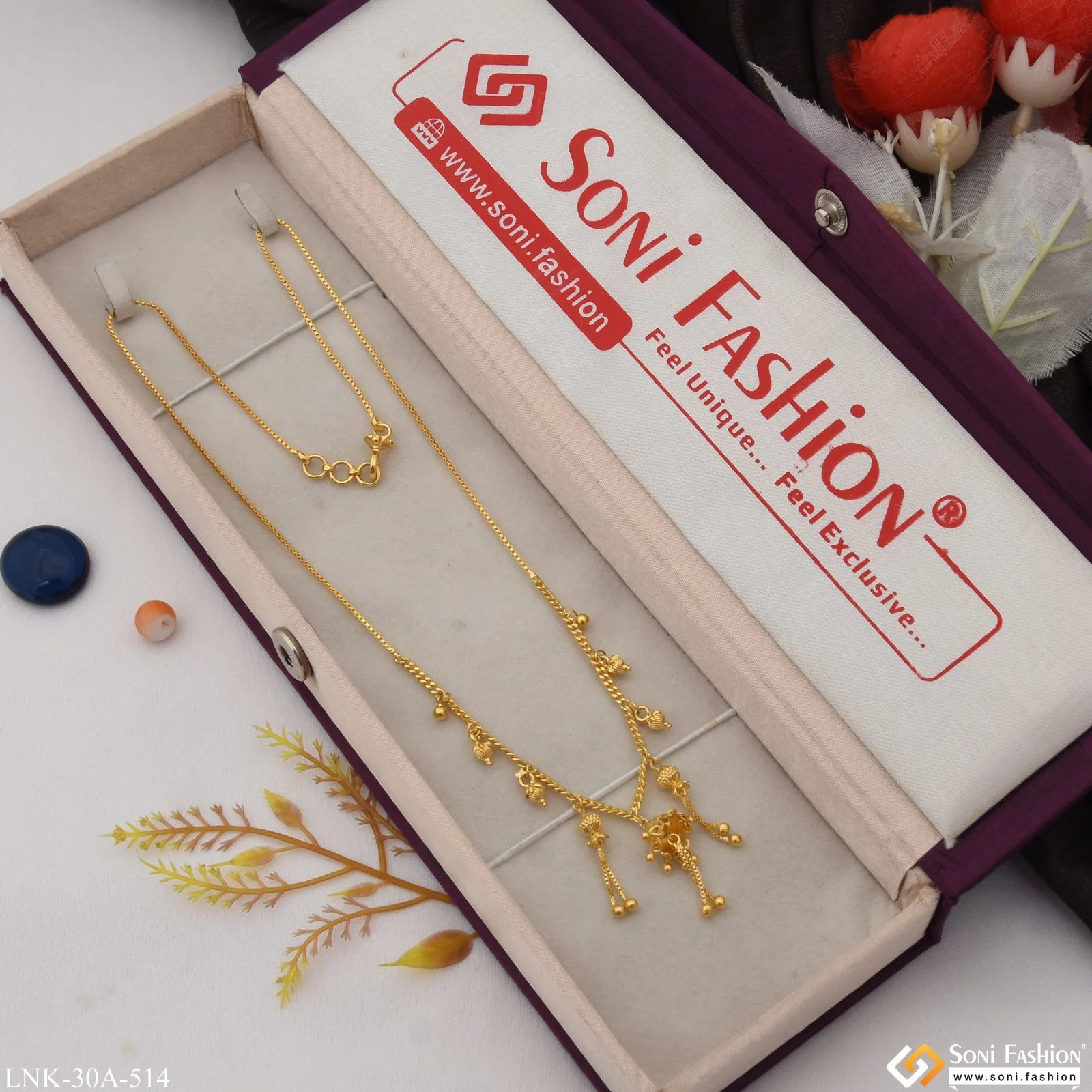 1 Gram Gold Plated Hand-Crafted Design Necklace for Ladies - Style A514 - Image 3