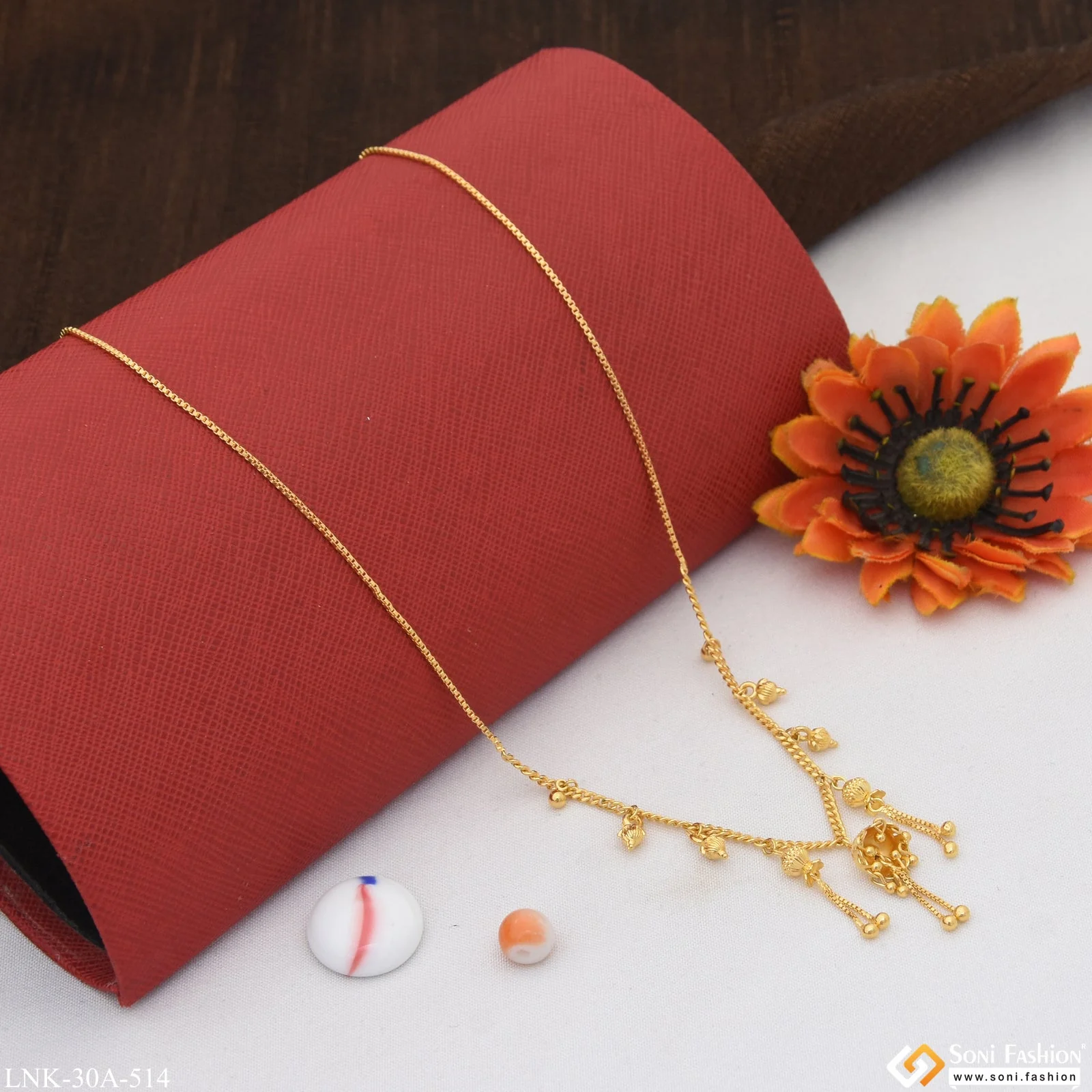 1 Gram Gold Plated Hand-Crafted Design Necklace for Ladies - Style A514 - Image 5