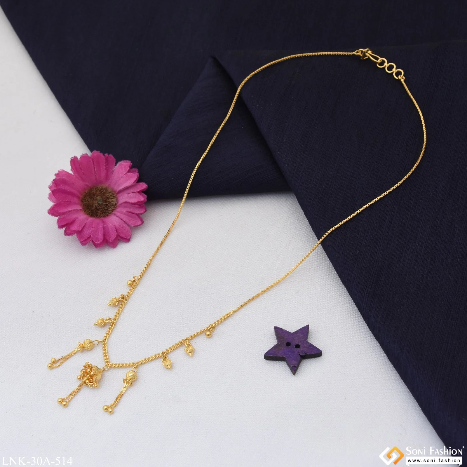1 Gram Gold Plated Hand-Crafted Design Necklace for Ladies - Style A514 - Image 6