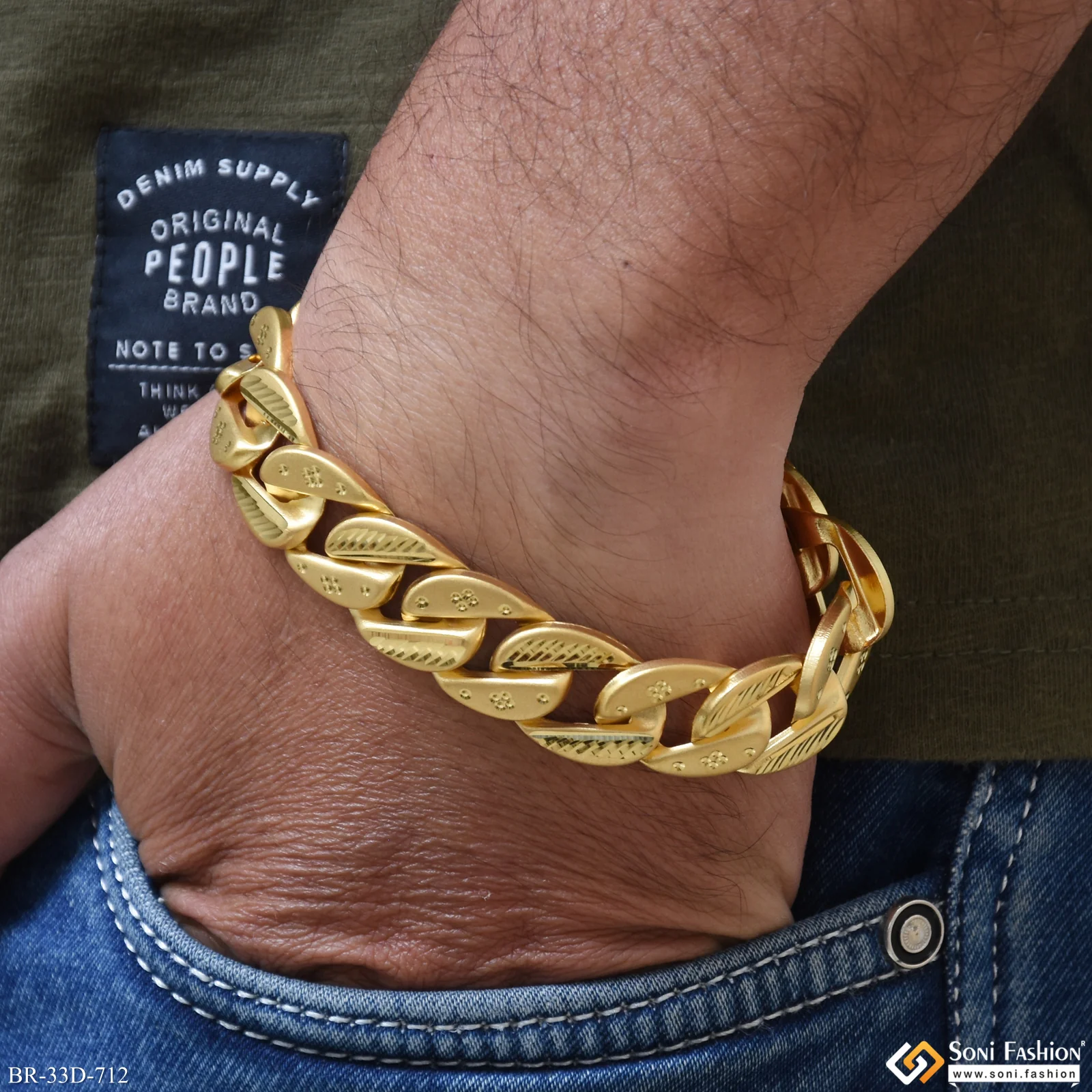 1 Gram Gold Plated Hand-Crafted Design Pokal Bracelet for Men - Style D712