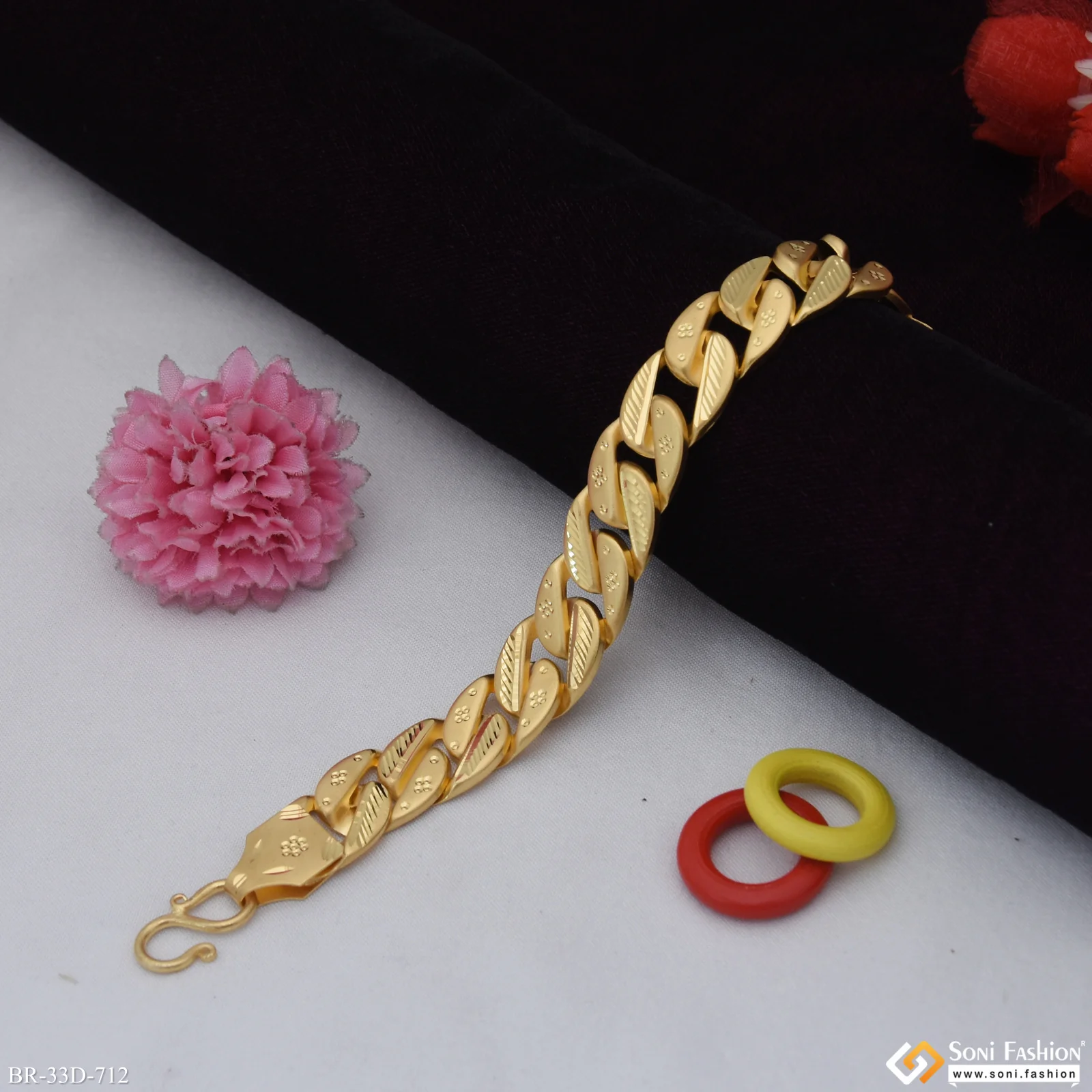 1 Gram Gold Plated Hand-Crafted Design Pokal Bracelet for Men - Style D712 - Image 2