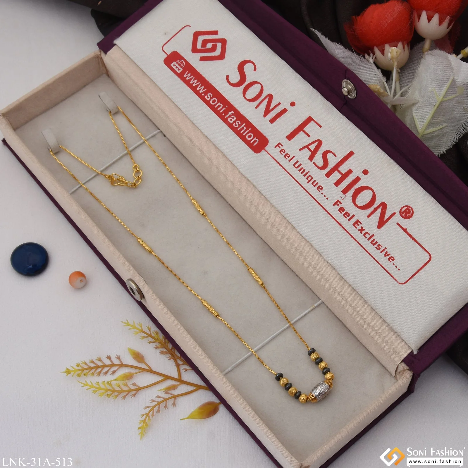 1 Gram Gold Plated Hand-Finished Design Necklace for Ladies - Style A513 - Image 2