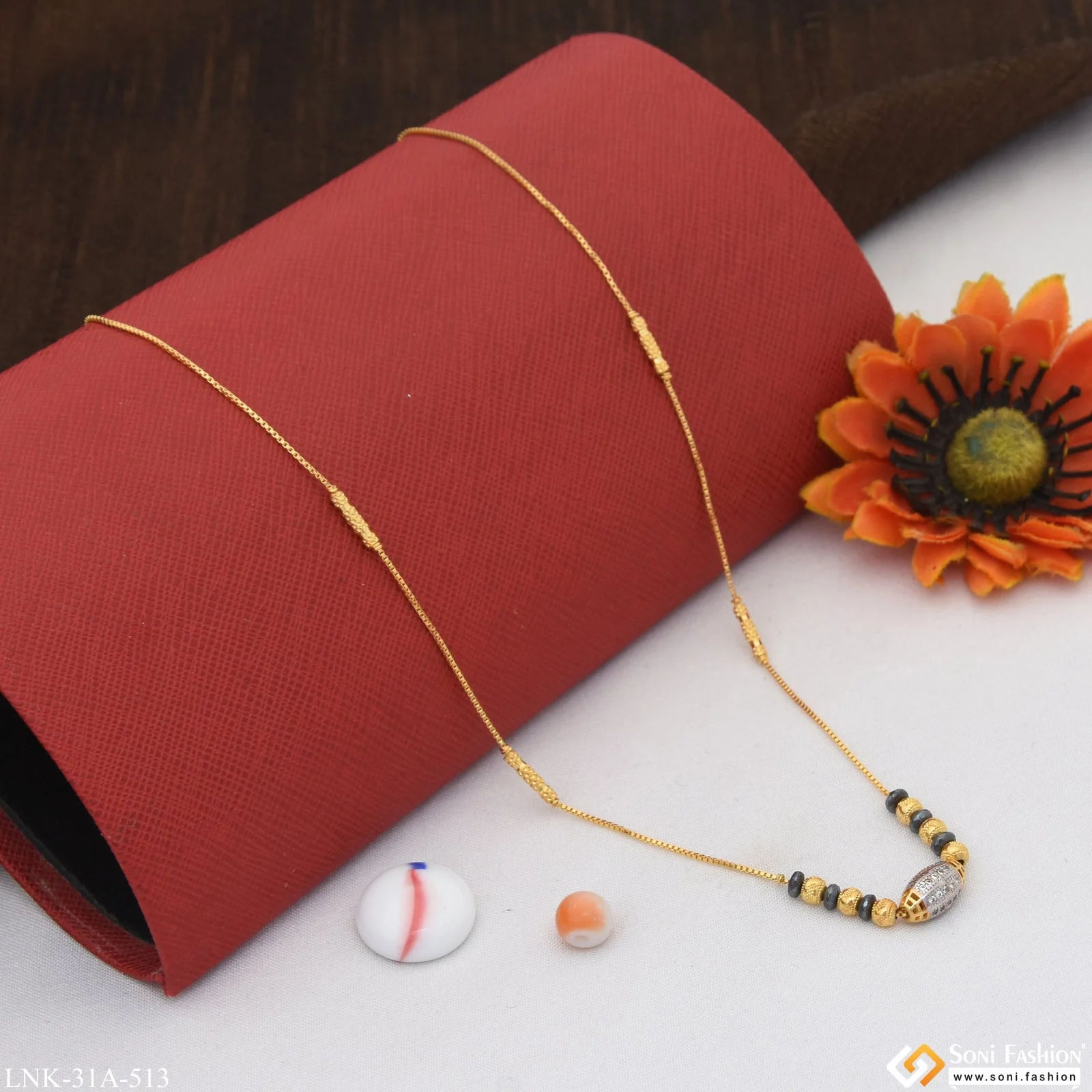 1 Gram Gold Plated Hand-Finished Design Necklace for Ladies - Style A513 - Image 4