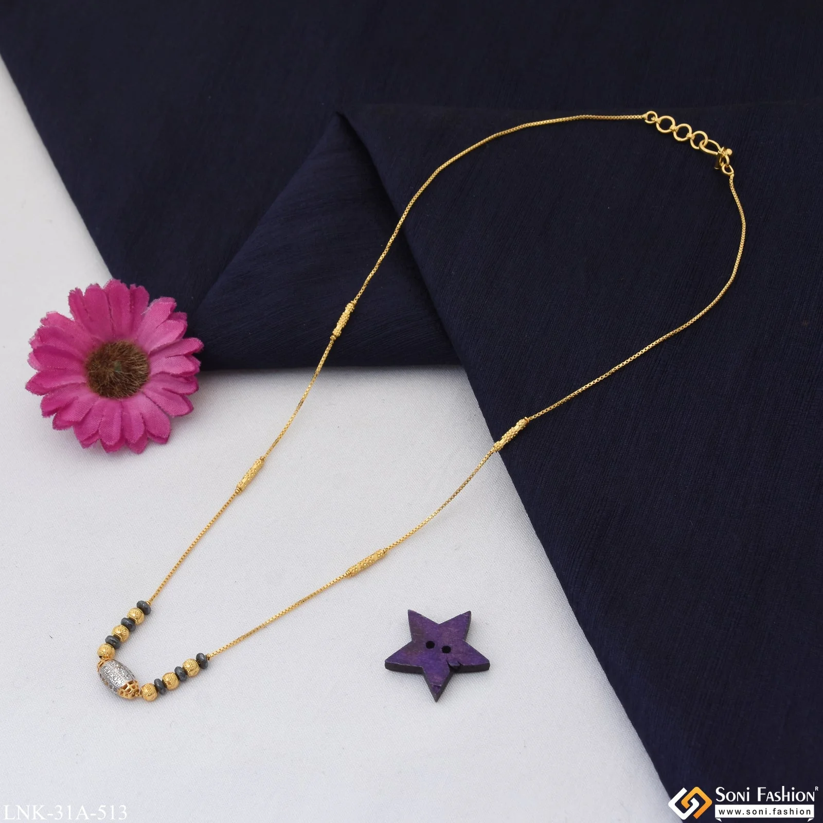 1 Gram Gold Plated Hand-Finished Design Necklace for Ladies - Style A513 - Image 5