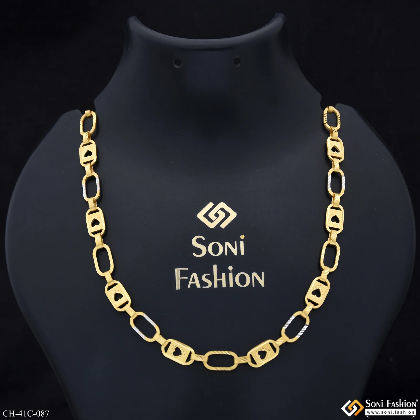 1 Gram Gold Plated Heart Nawabi Sophisticated Design Chain for Men - Style C087