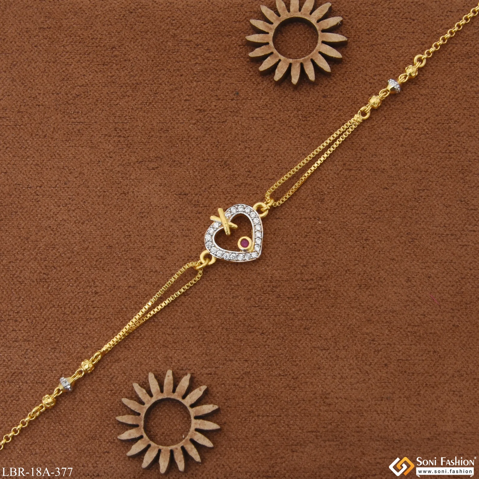 1 Gram Gold Plated Heart Shape Classic Design Bracelet for Ladies - Style A377 - Image 4