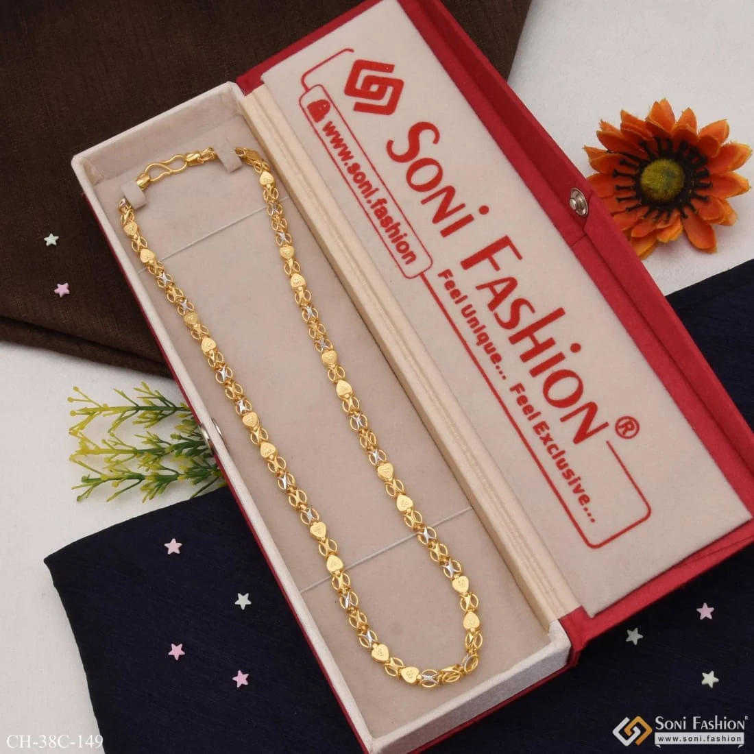 1 Gram Gold Plated Heart Shape Sophisticated Design Chain for Men - Style C149 - Image 3