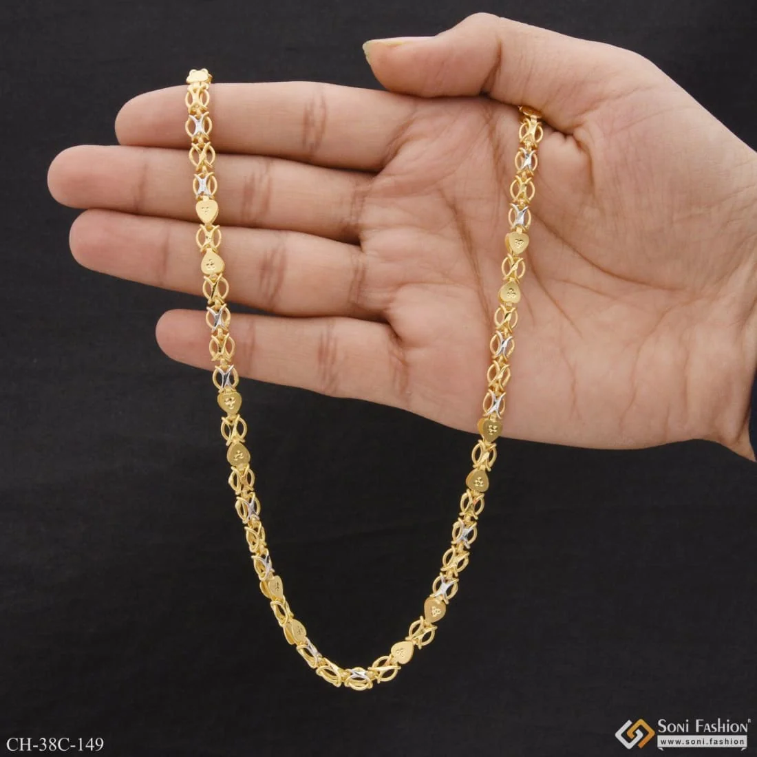 1 Gram Gold Plated Heart Shape Sophisticated Design Chain for Men - Style C149 - Image 6