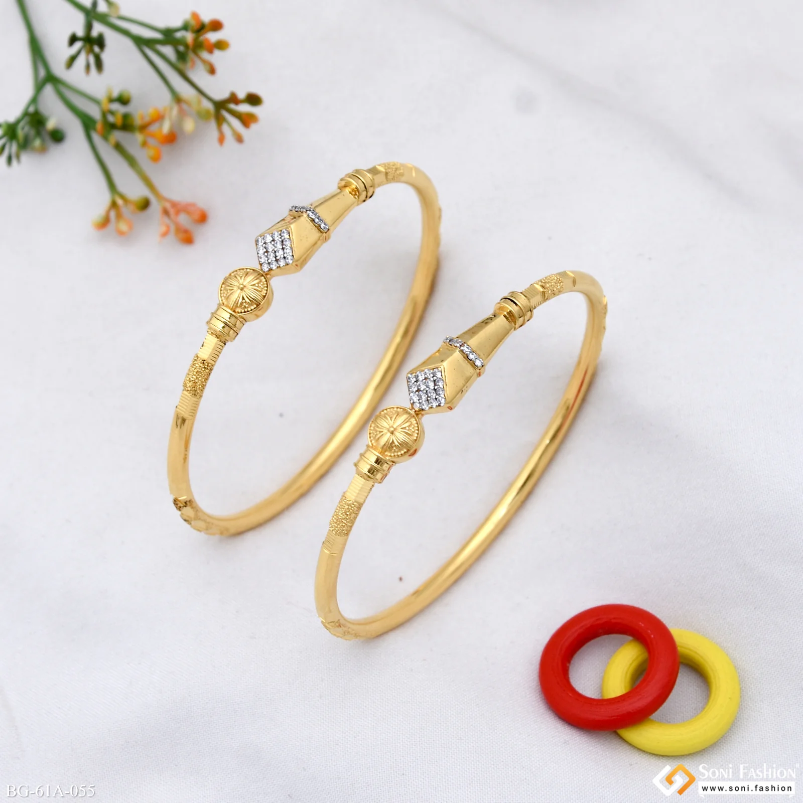 1 Gram Gold Plated High-Class Design Bangles for Ladies - Style A055 - Image 3