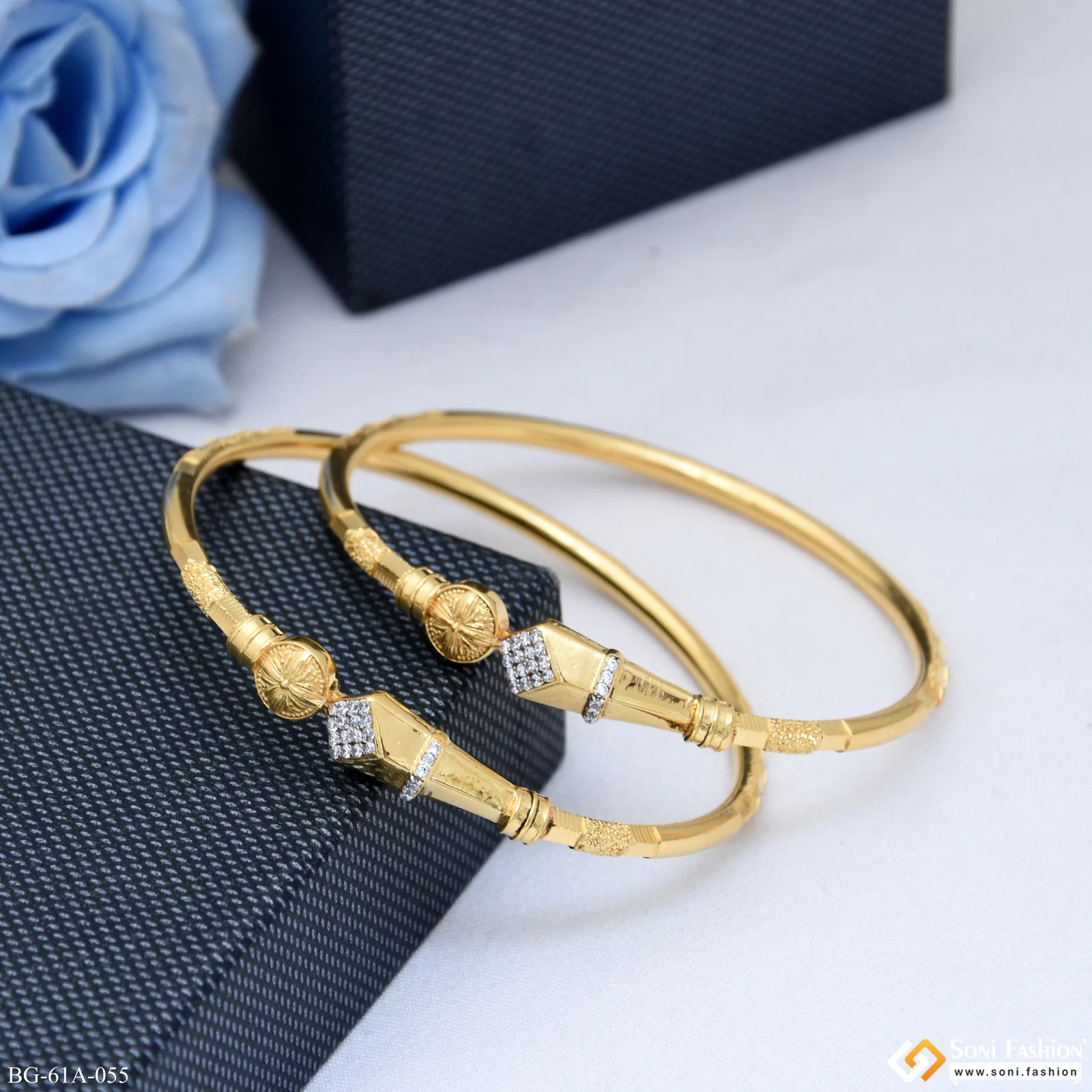 1 Gram Gold Plated High-Class Design Bangles for Ladies - Style A055 - Image 4