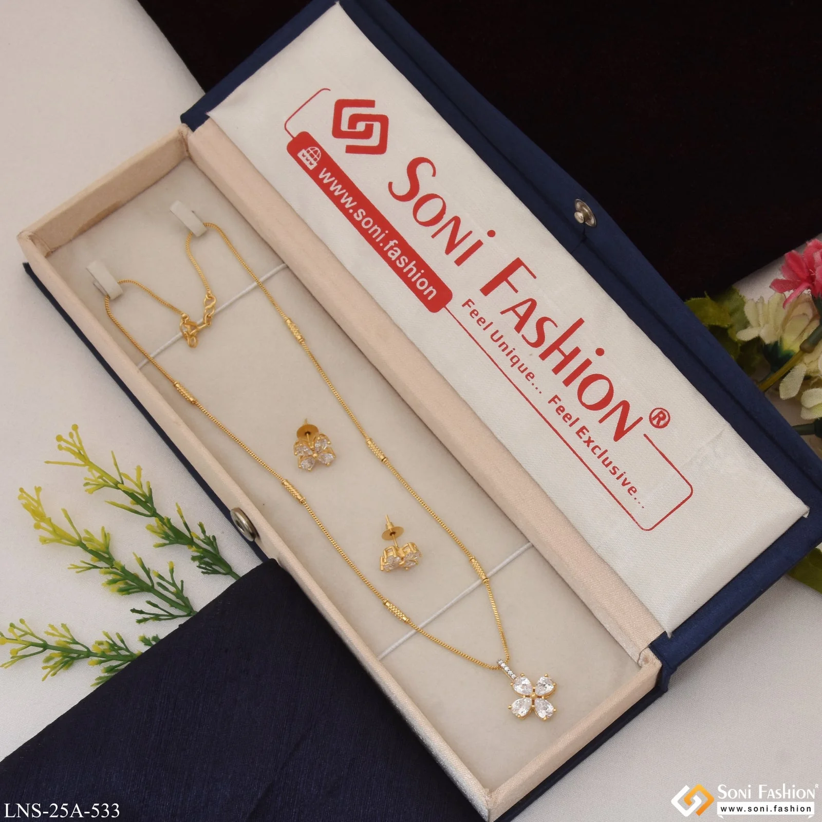 1 Gram Gold Plated High-Class Design Necklace Set for Ladies - Style A533 - Image 2