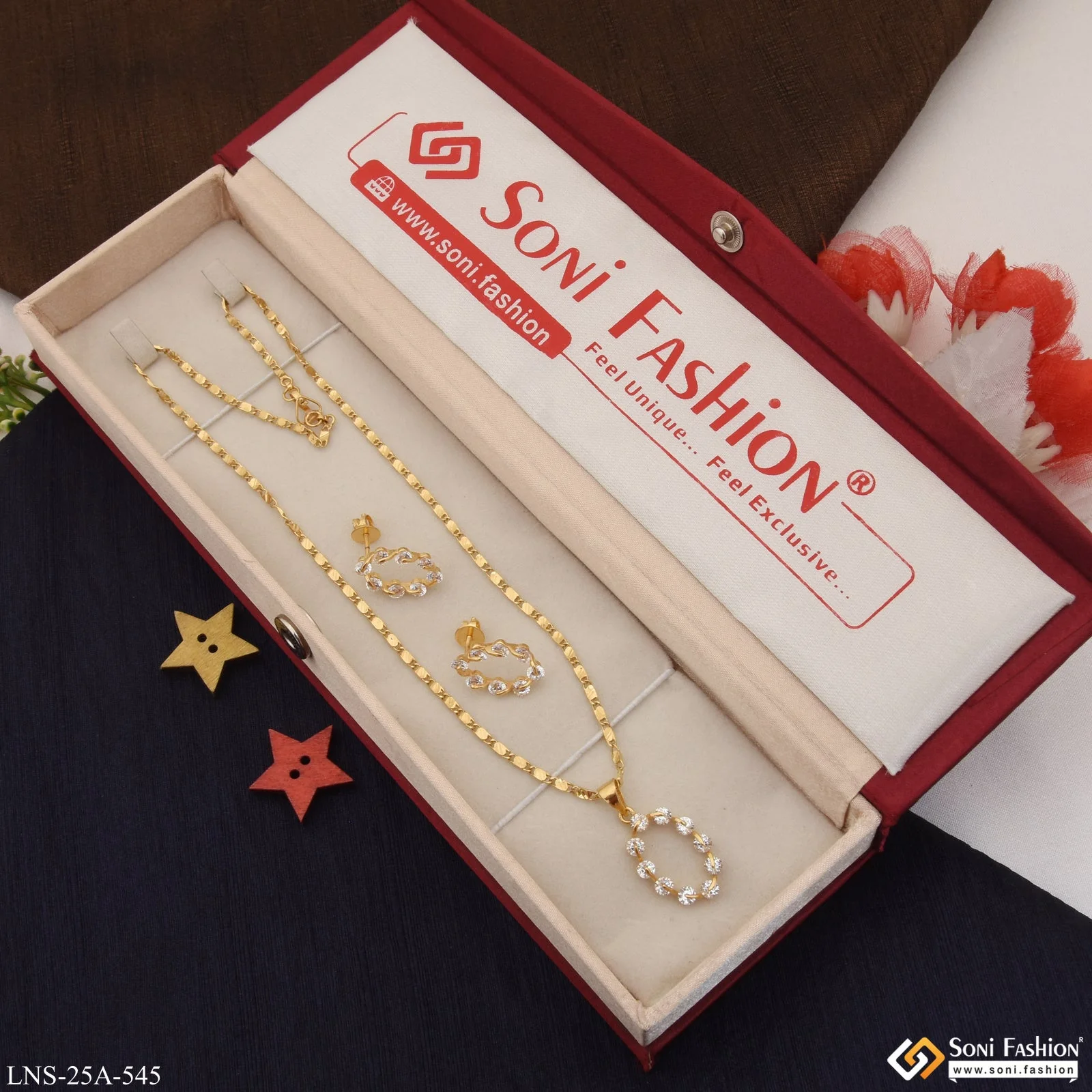 1 Gram Gold Plated High-Class Design Necklace Set for Ladies - Style A545 - Image 2