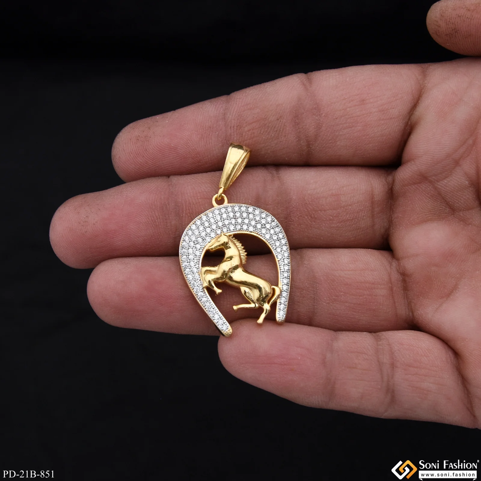 1 Gram Gold Plated Horse Best Quality Pendant for Men - Style B851 - Image 2