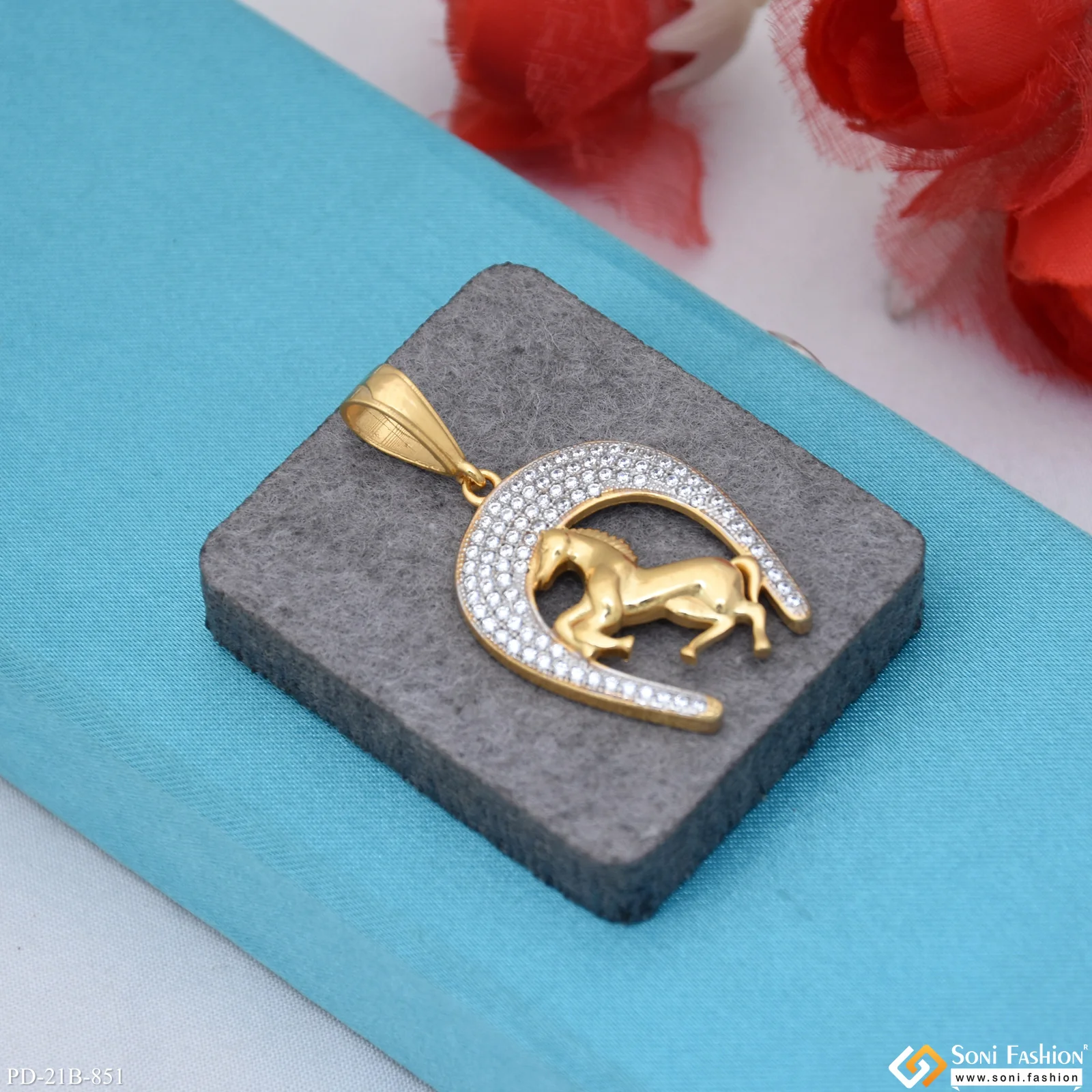 1 Gram Gold Plated Horse Best Quality Pendant for Men - Style B851 - Image 3