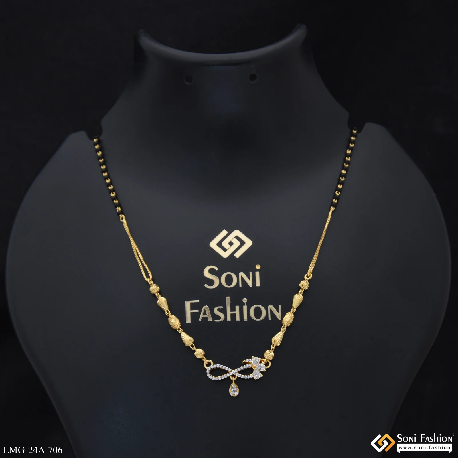 1 Gram Gold Plated Infinity Fashionable Mangalsutra for Women - Style A706
