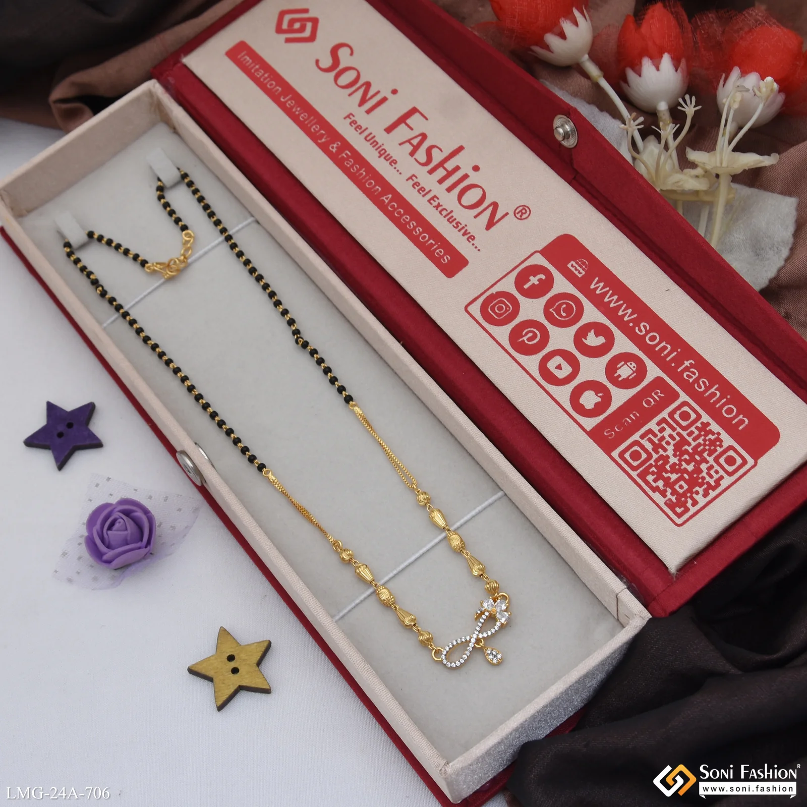 1 Gram Gold Plated Infinity Fashionable Mangalsutra for Women - Style A706 - Image 2