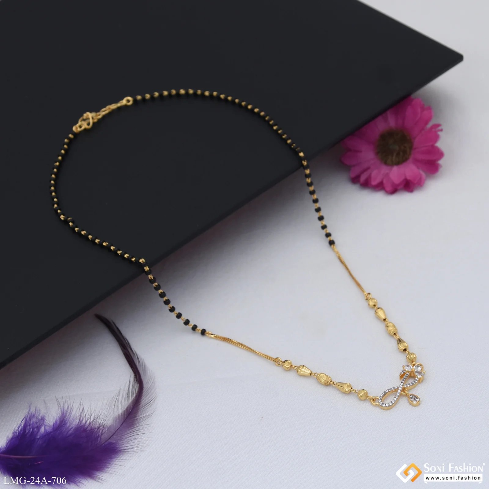 1 Gram Gold Plated Infinity Fashionable Mangalsutra for Women - Style A706 - Image 4