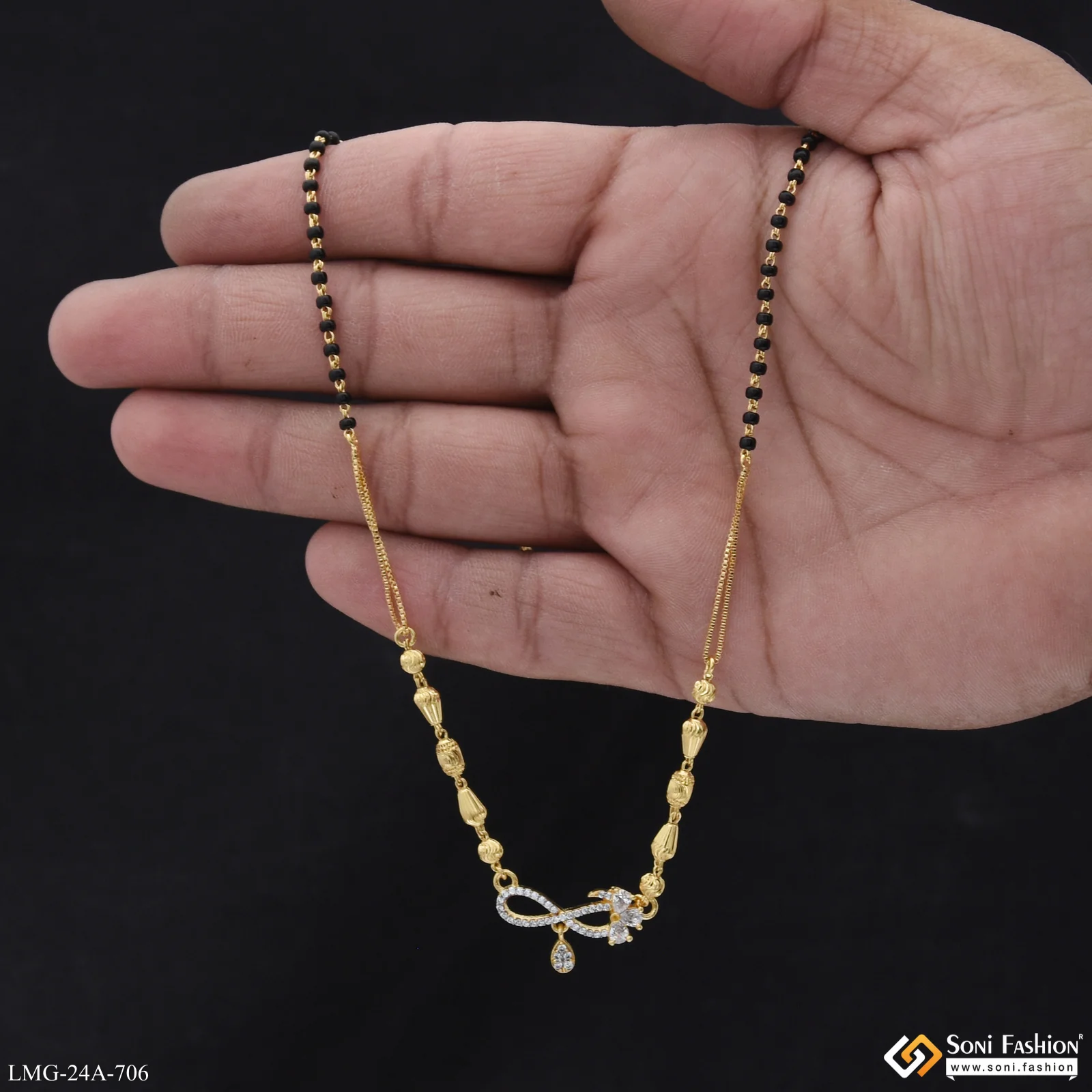 1 Gram Gold Plated Infinity Fashionable Mangalsutra for Women - Style A706 - Image 5