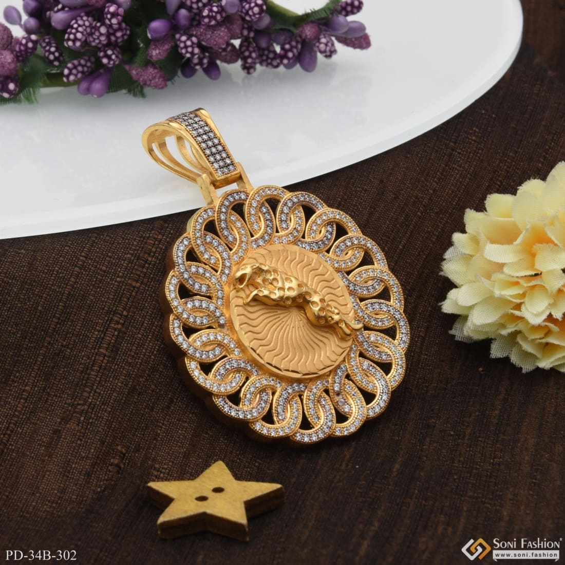 1 Gram Gold Plated Jaguar Attention-Getting Design Pendant for Men - Style B302 - Image 2