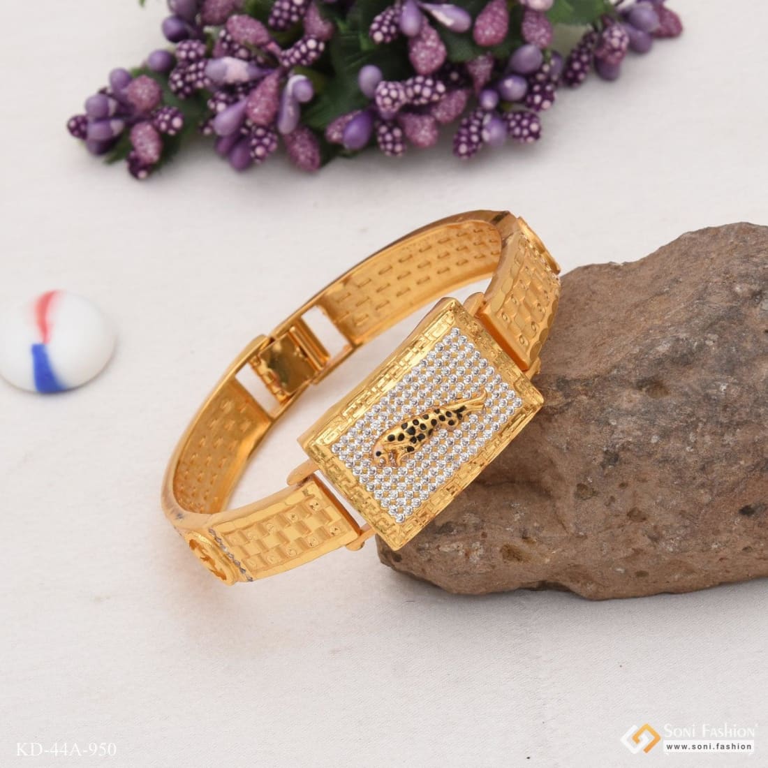 1 Gram Gold Plated Jaguar Attractive Design Bracelet Kada for Men - Style A950 - Image 3